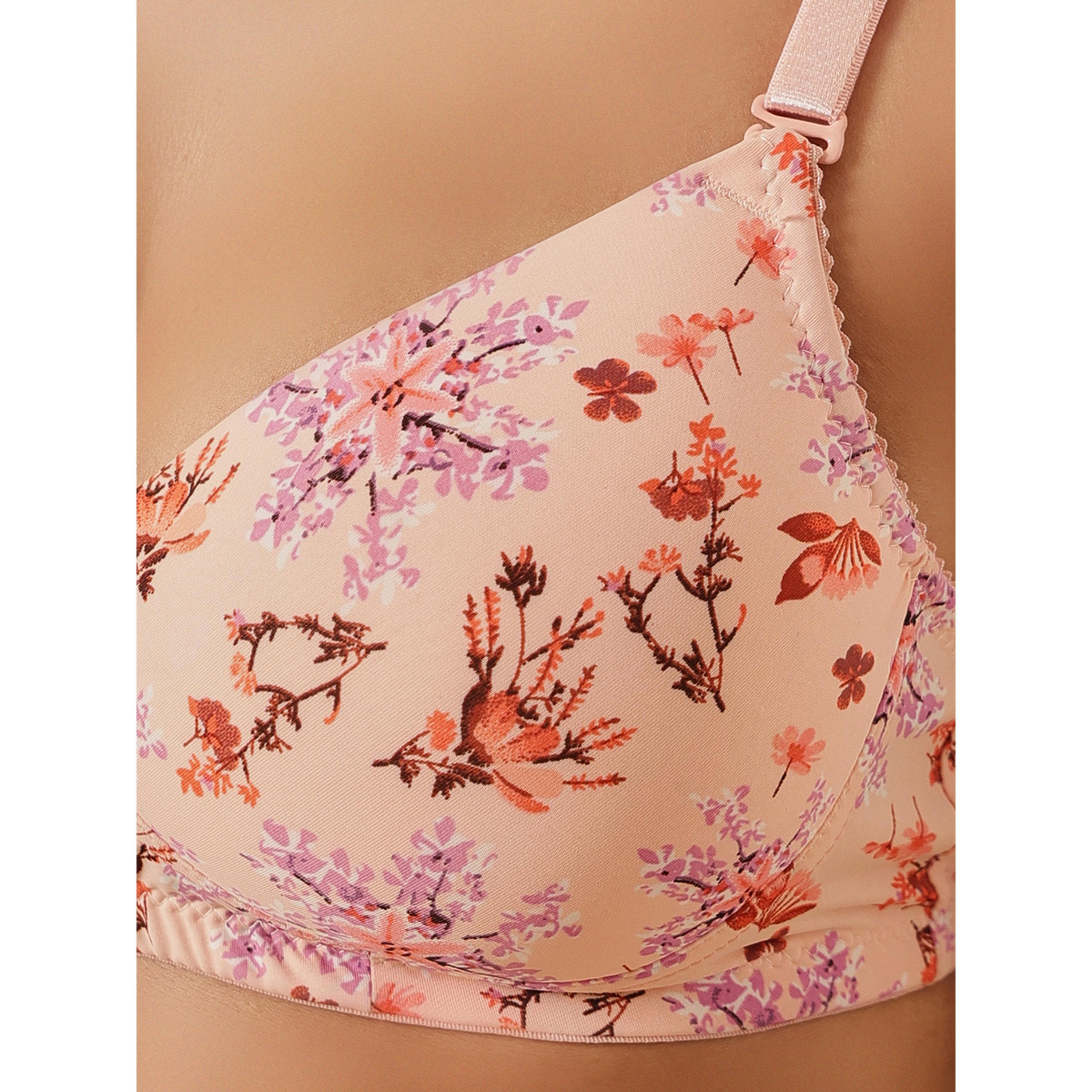 حمالة صدر تيشيرت بتغطية كاملة ومبطنة وطبعة زهور-women-clothing-lingerie-bras-image-6