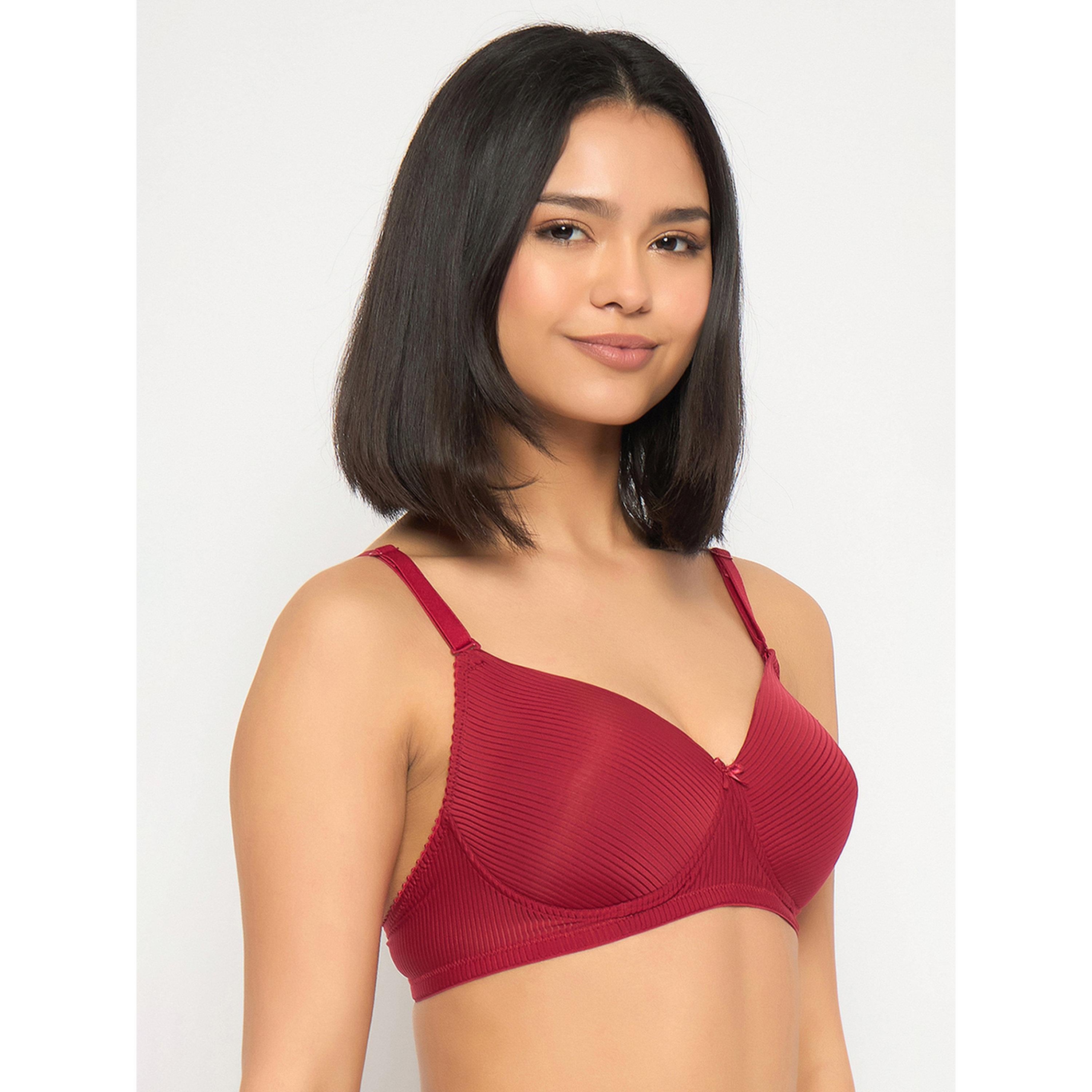 Clovia X Styli Maroon  Textured Padded Full Coverage T-shirt Bra-women-clothing-lingerie-bras-image-1