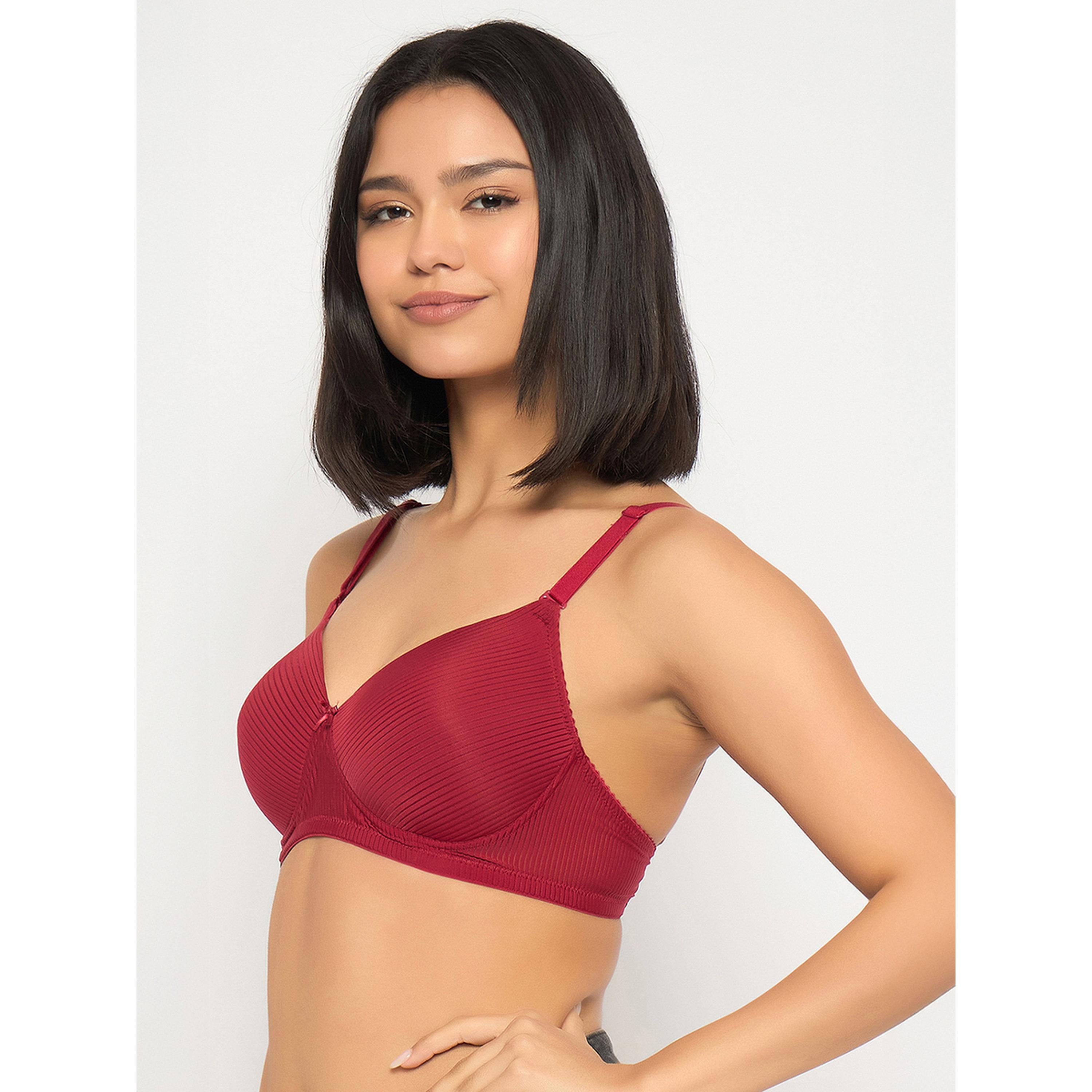 Clovia X Styli Maroon  Textured Padded Full Coverage T-shirt Bra-women-clothing-lingerie-bras-image-3