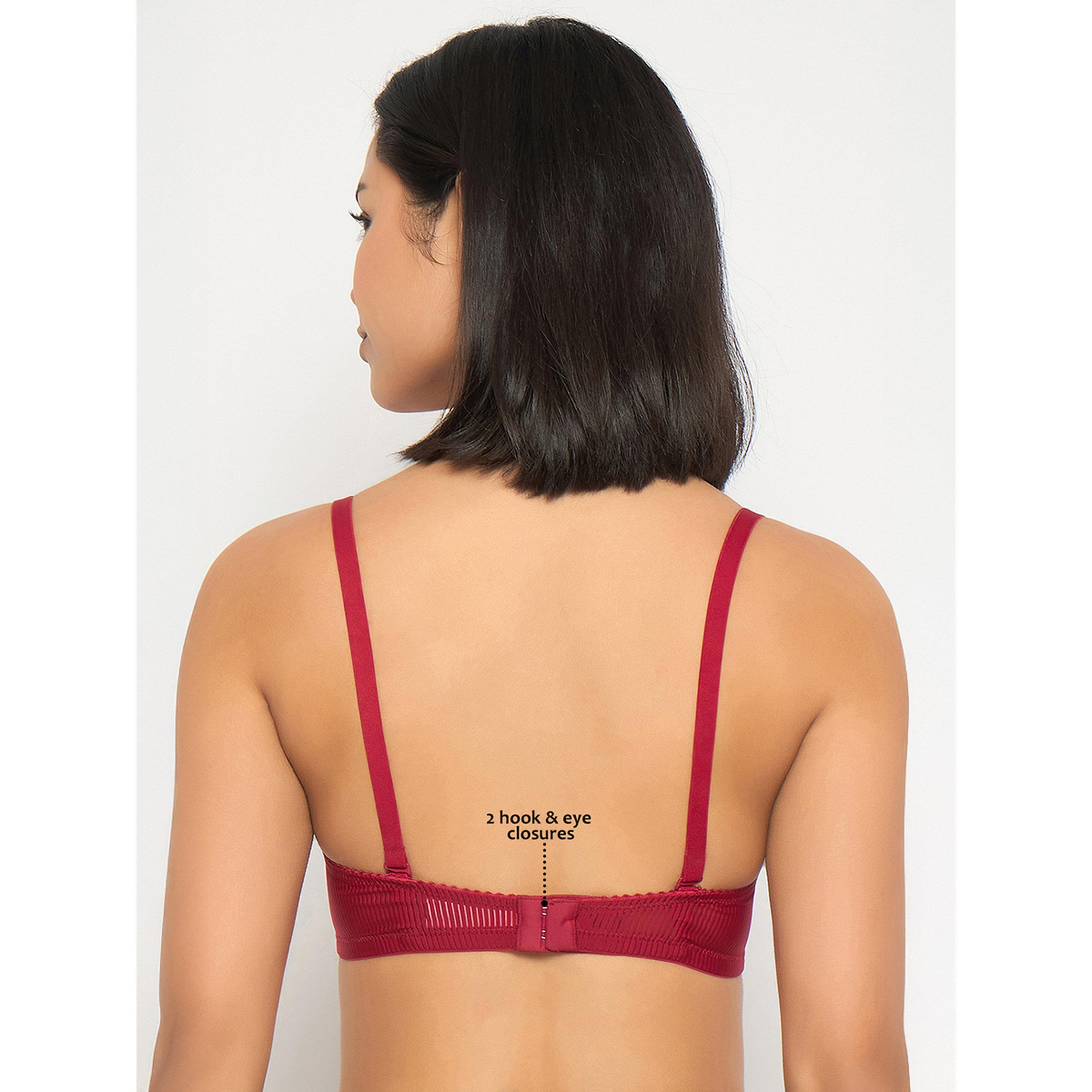 Clovia X Styli Maroon  Textured Padded Full Coverage T-shirt Bra-women-clothing-lingerie-bras-image-5