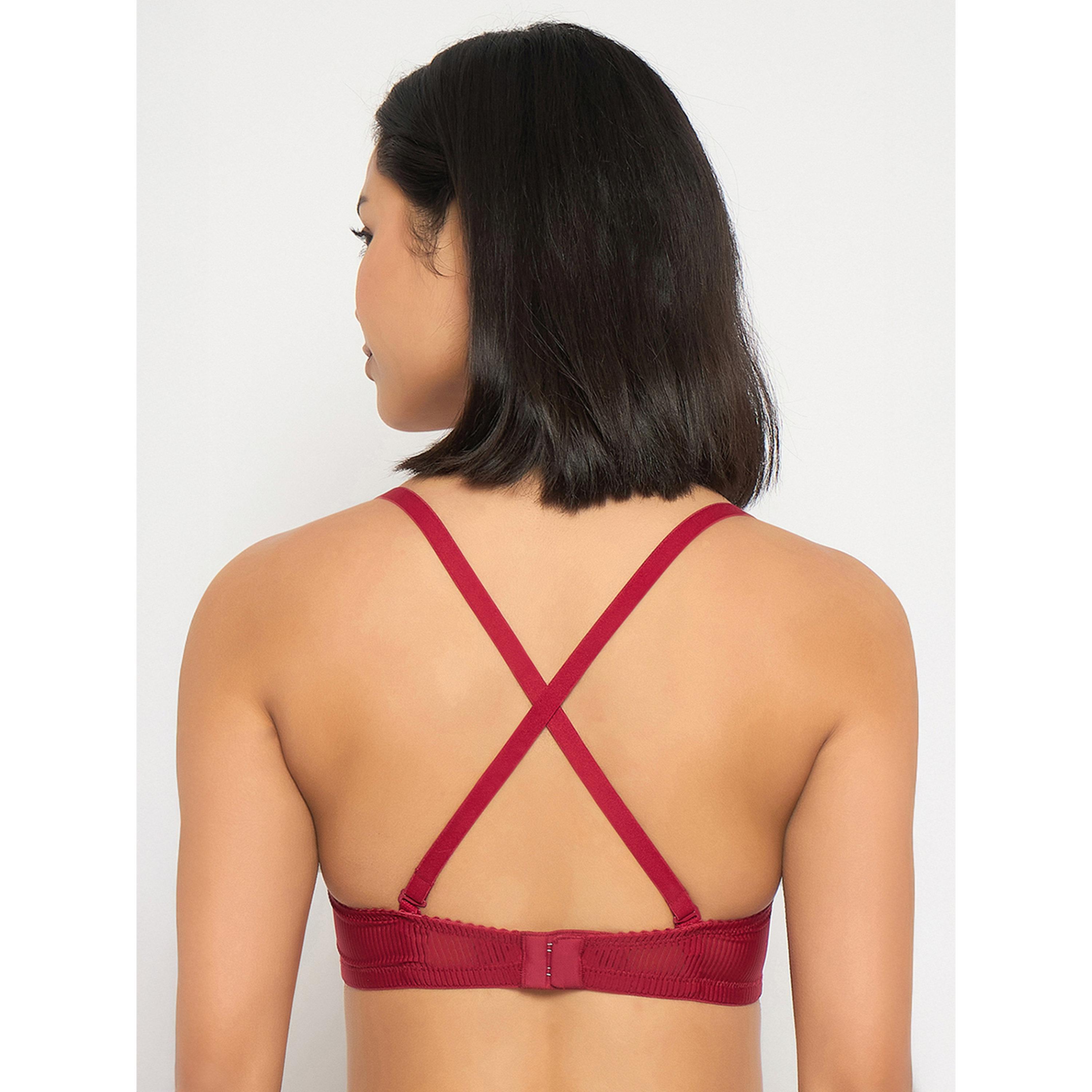 Clovia X Styli Maroon  Textured Padded Full Coverage T-shirt Bra-women-clothing-lingerie-bras-image-6