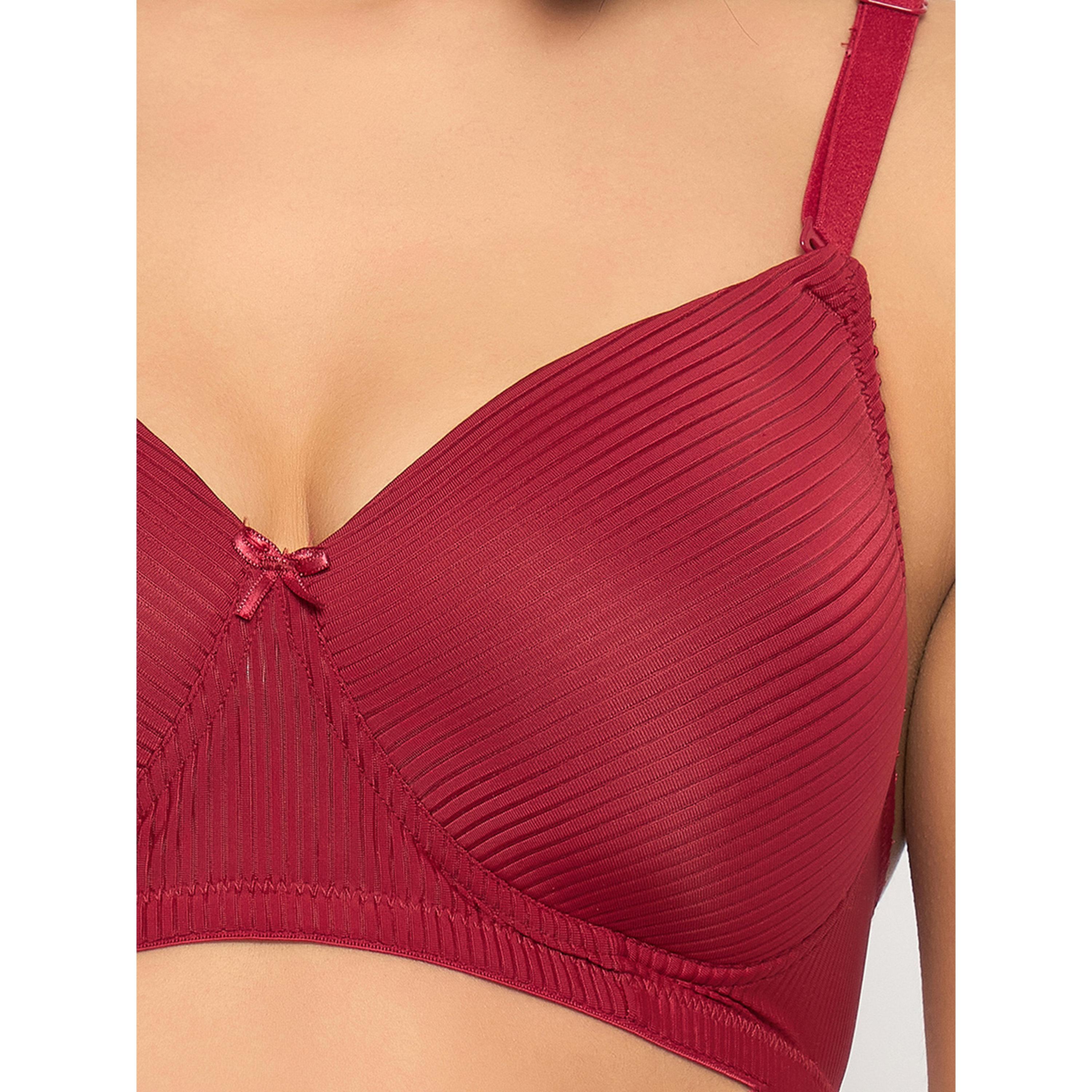 Clovia X Styli Maroon  Textured Padded Full Coverage T-shirt Bra-women-clothing-lingerie-bras-image-7