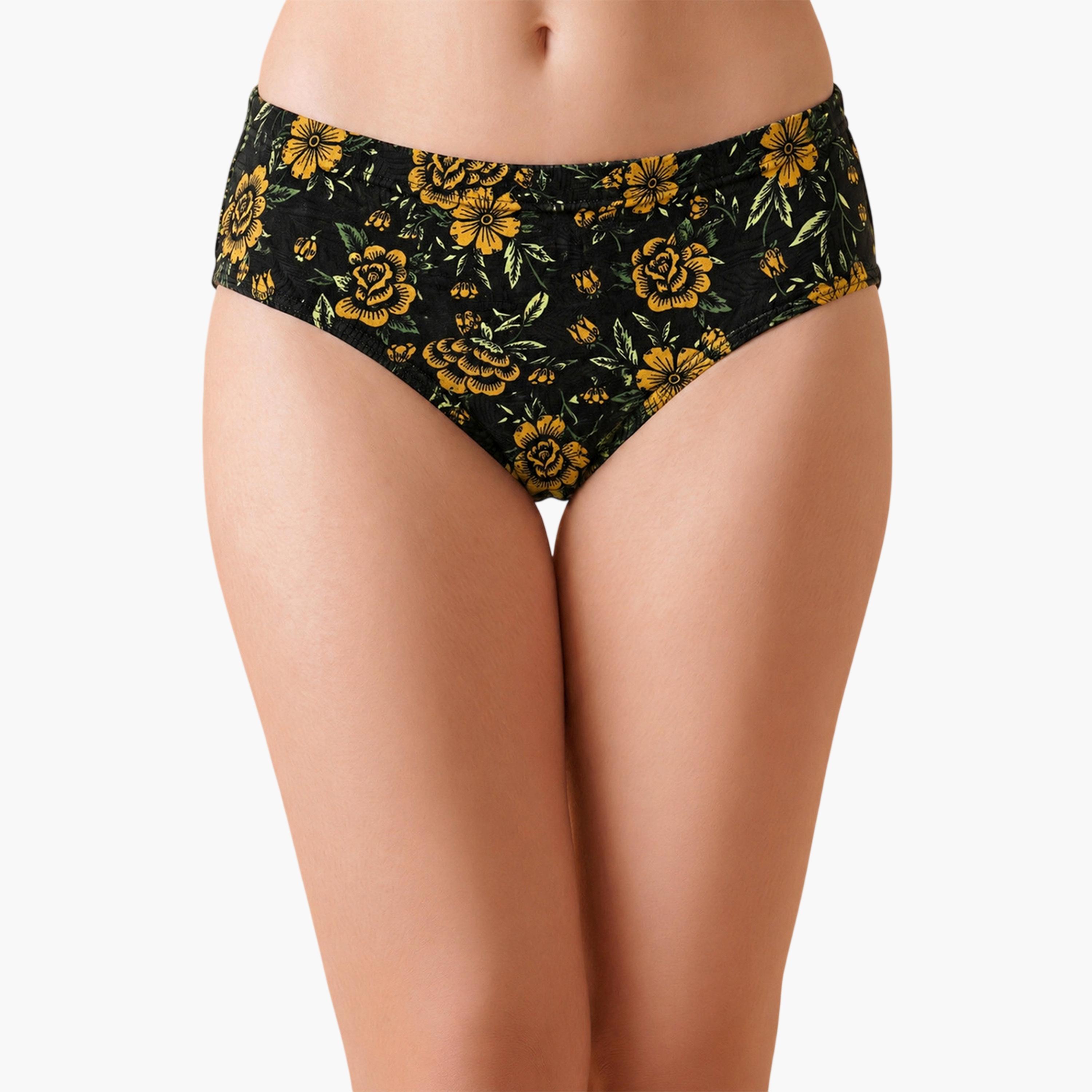 طقم من 3 قطعات سراويل داخلية هيبستر مطبوعة بخصر متوسط ومطاط داخلي قطن %100-women-clothing-lingerie-panties-image-2