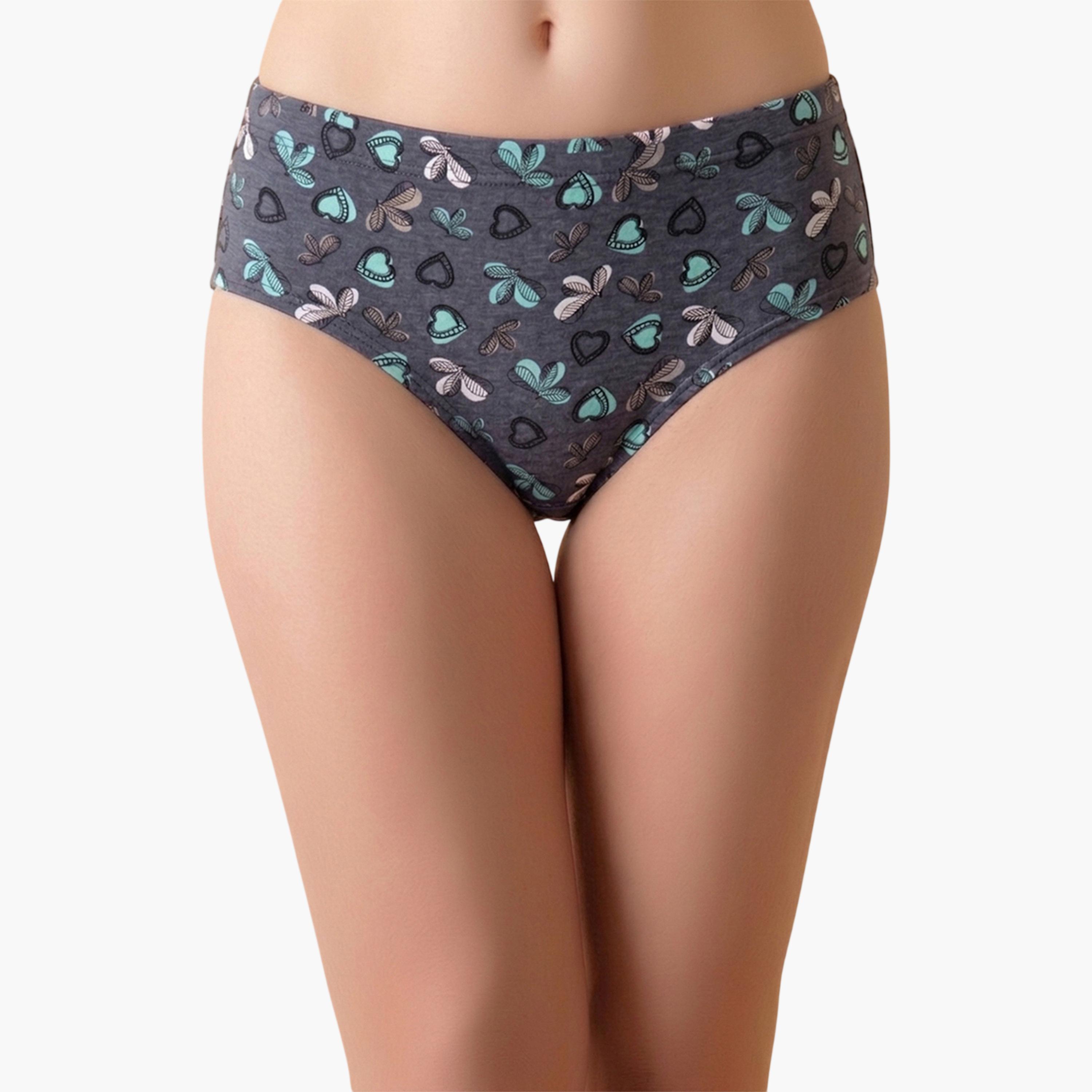 طقم من 3 قطعات سراويل داخلية هيبستر مطبوعة بخصر متوسط ومطاط داخلي قطن %100-women-clothing-lingerie-panties-image-3