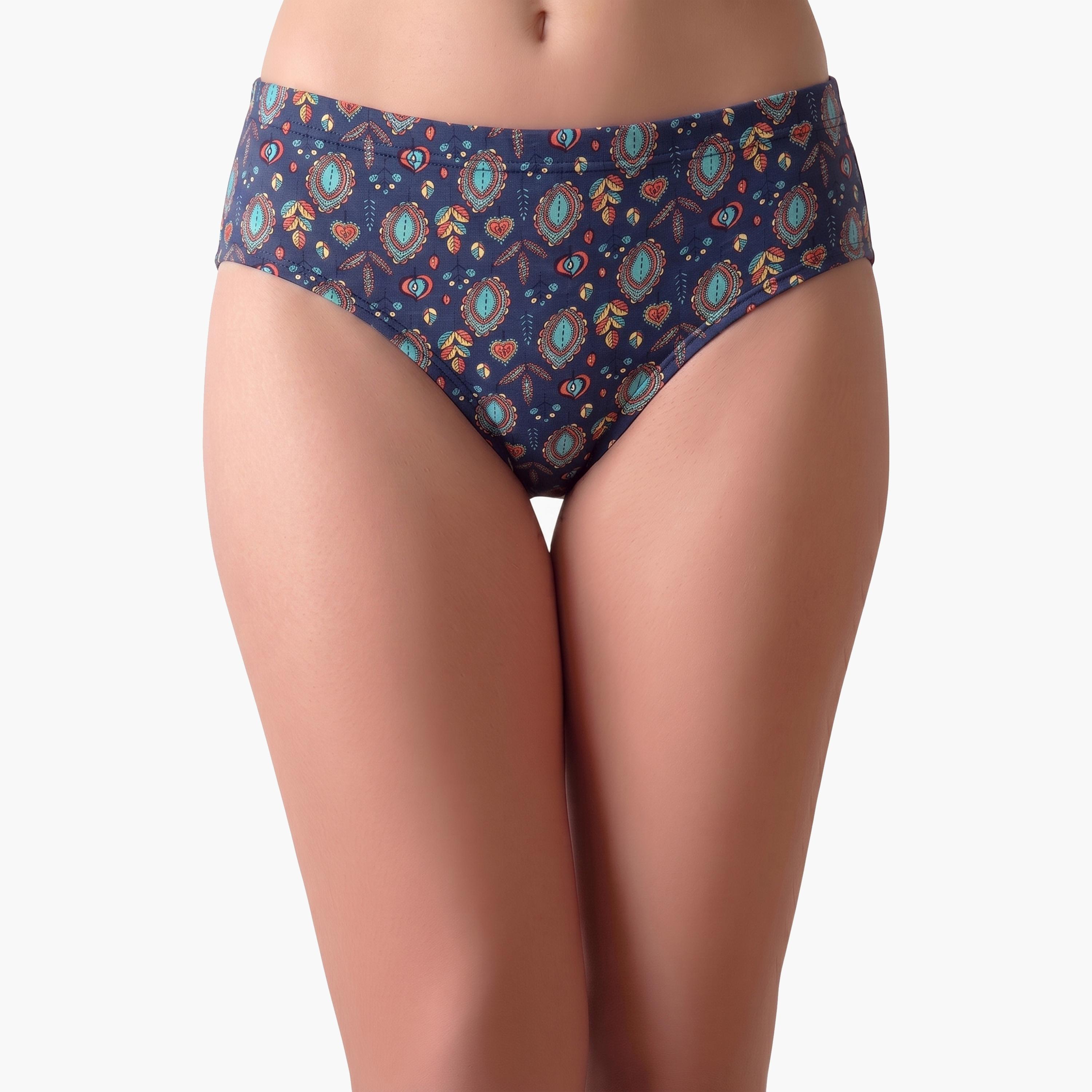 طقم من 3 قطعات سراويل داخلية هيبستر مطبوعة بخصر متوسط ومطاط داخلي قطن %100-women-clothing-lingerie-panties-image-4