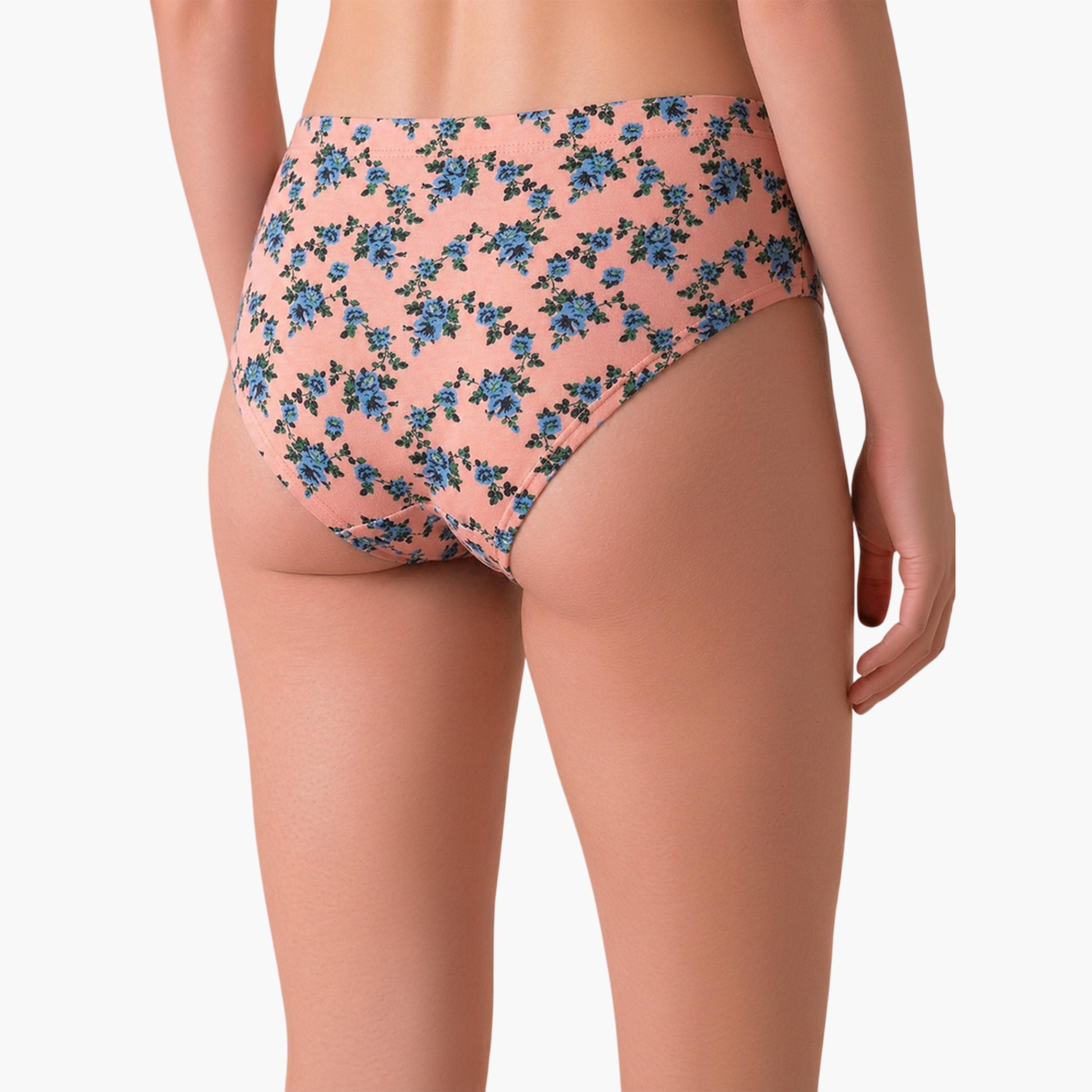 طقم من 3 قطعات سراويل داخلية هيبستر مطبوعة بخصر متوسط ومطاط داخلي قطن %100-women-clothing-lingerie-panties-image-3