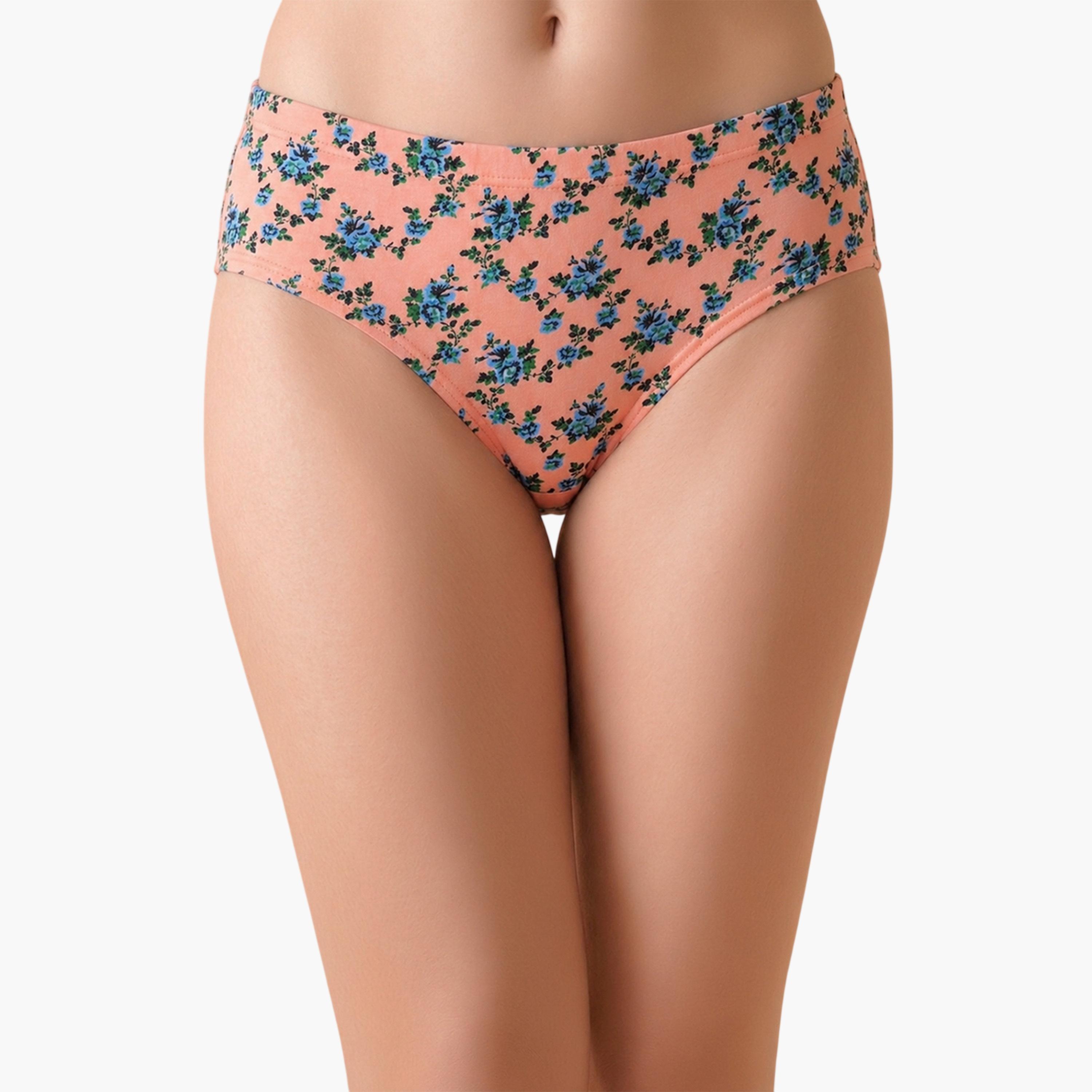 طقم من 3 قطعات سراويل داخلية هيبستر مطبوعة بخصر متوسط ومطاط داخلي قطن %100-women-clothing-lingerie-panties-image-2