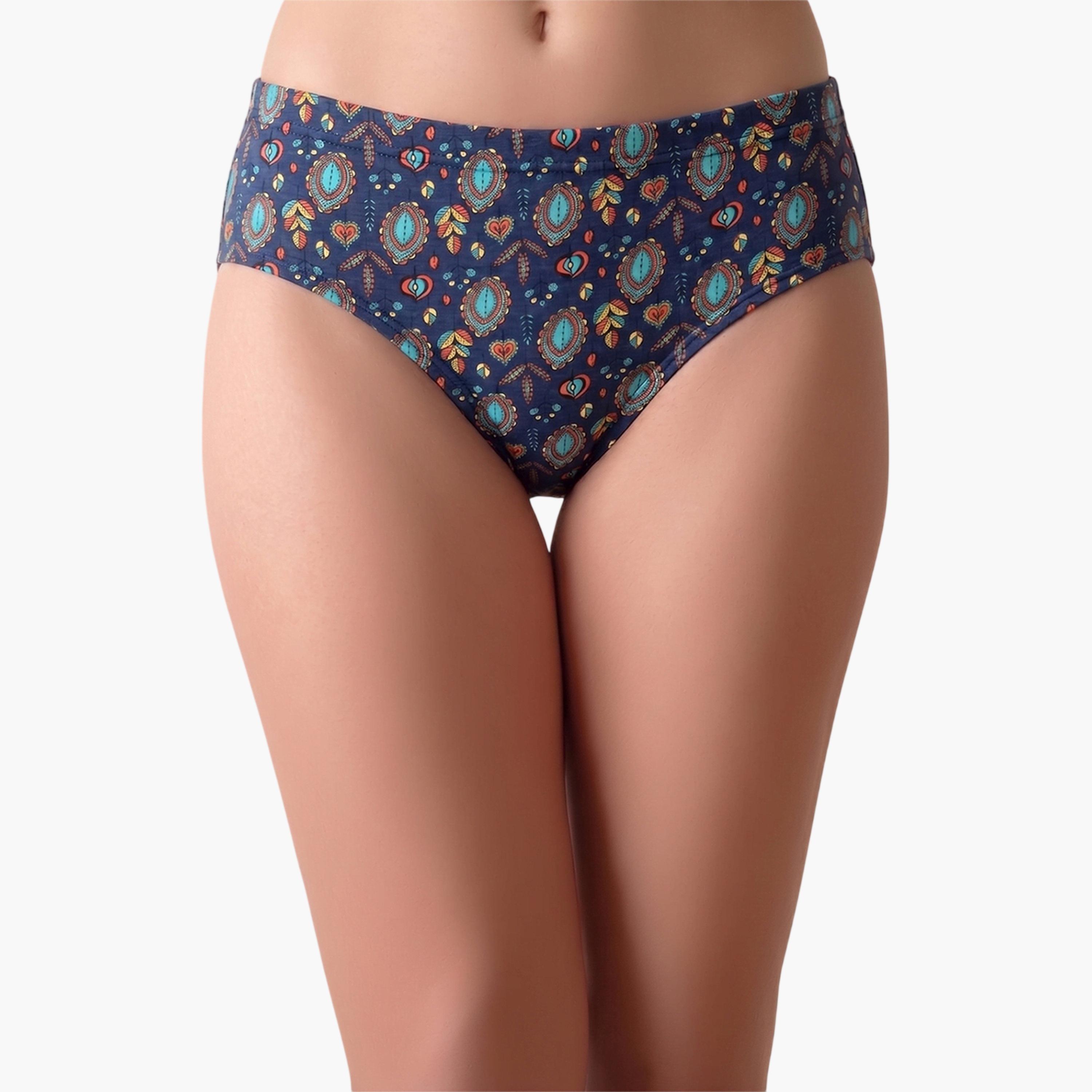 طقم من 3 قطعات سراويل داخلية هيبستر مطبوعة بخصر متوسط ومطاط داخلي قطن %100-women-clothing-lingerie-panties-image-3