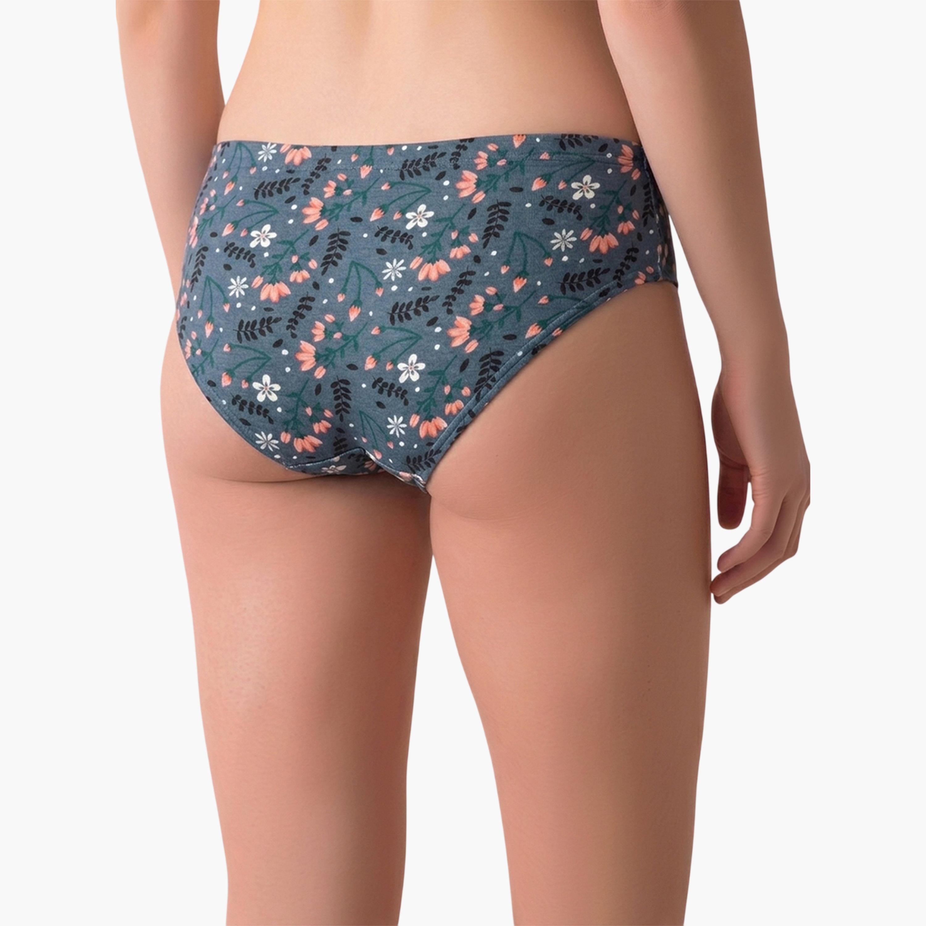 طقم من 3 قطعات سراويل داخلية هيبستر مطبوعة بخصر متوسط ومطاط داخلي قطن %100-women-clothing-lingerie-panties-image-4