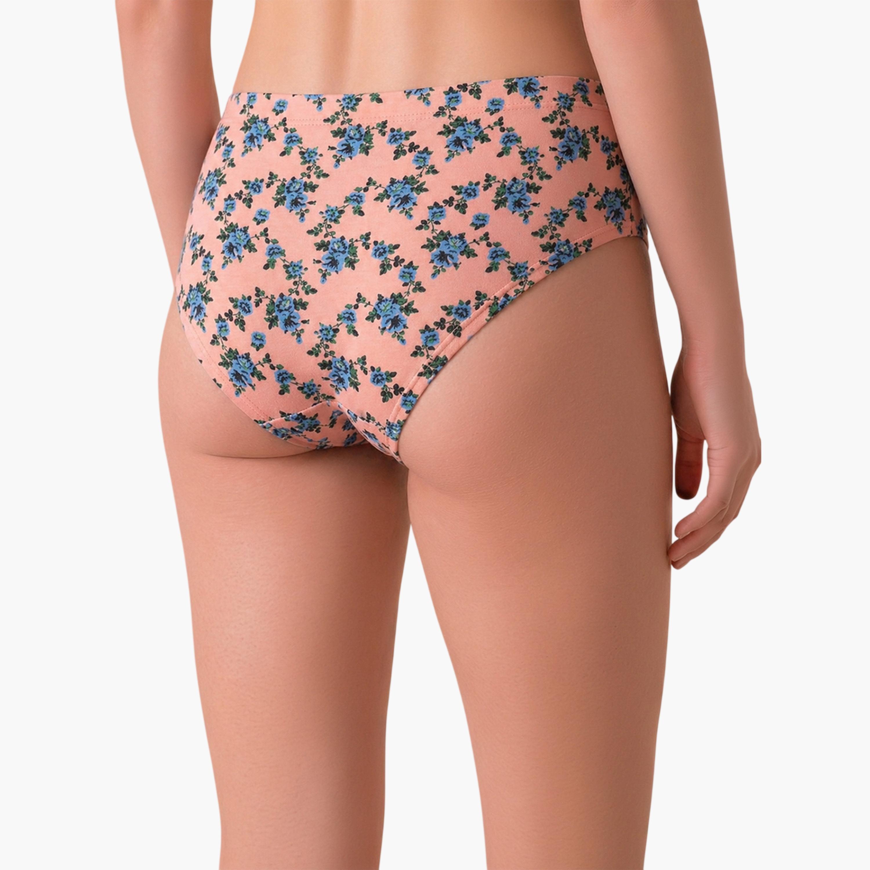 طقم من 3 قطعات سراويل داخلية هيبستر مطبوعة بخصر متوسط ومطاط داخلي قطن %100-women-clothing-lingerie-panties-image-5