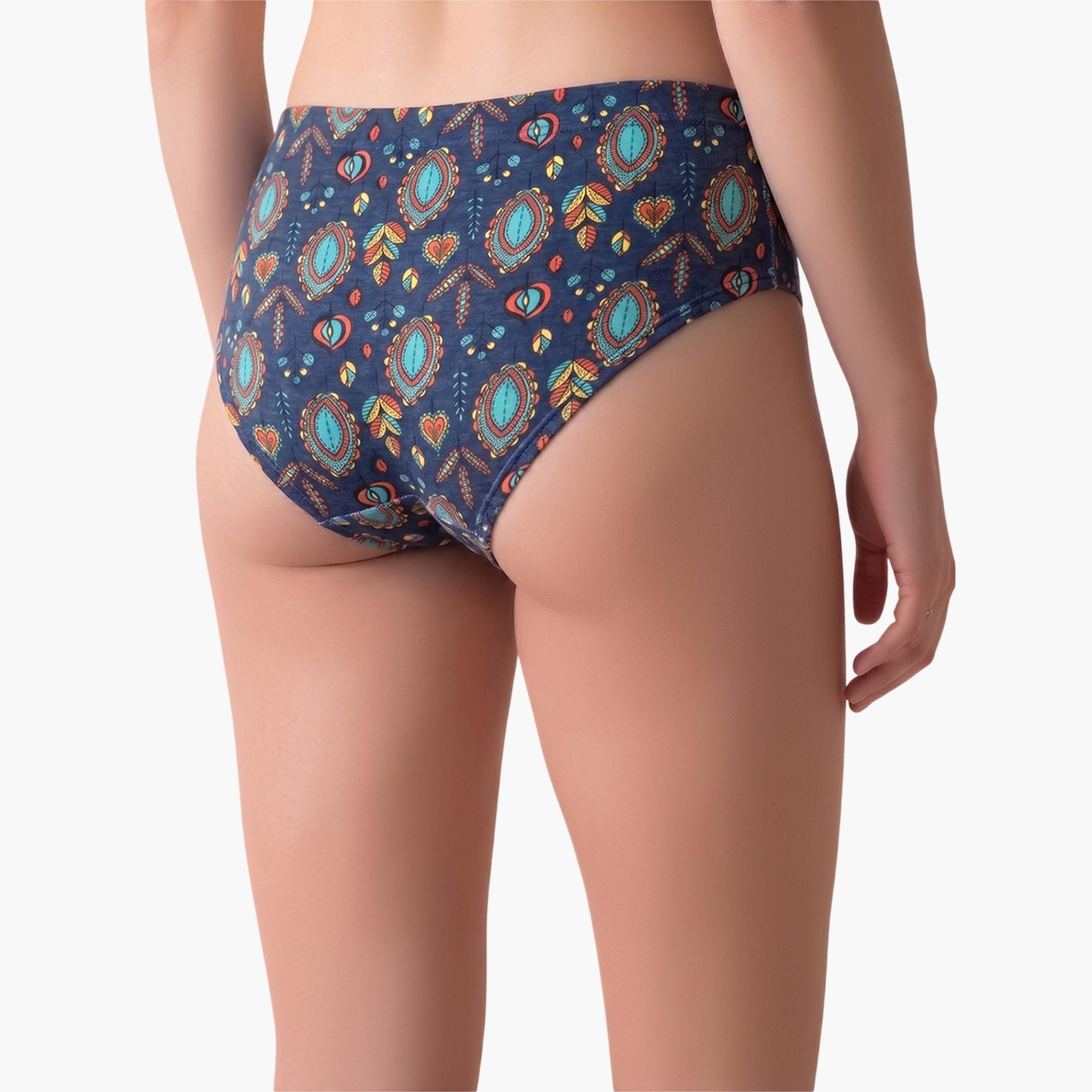 طقم من 3 قطعات سراويل داخلية هيبستر مطبوعة بخصر متوسط ومطاط داخلي قطن %100-women-clothing-lingerie-panties-image-6