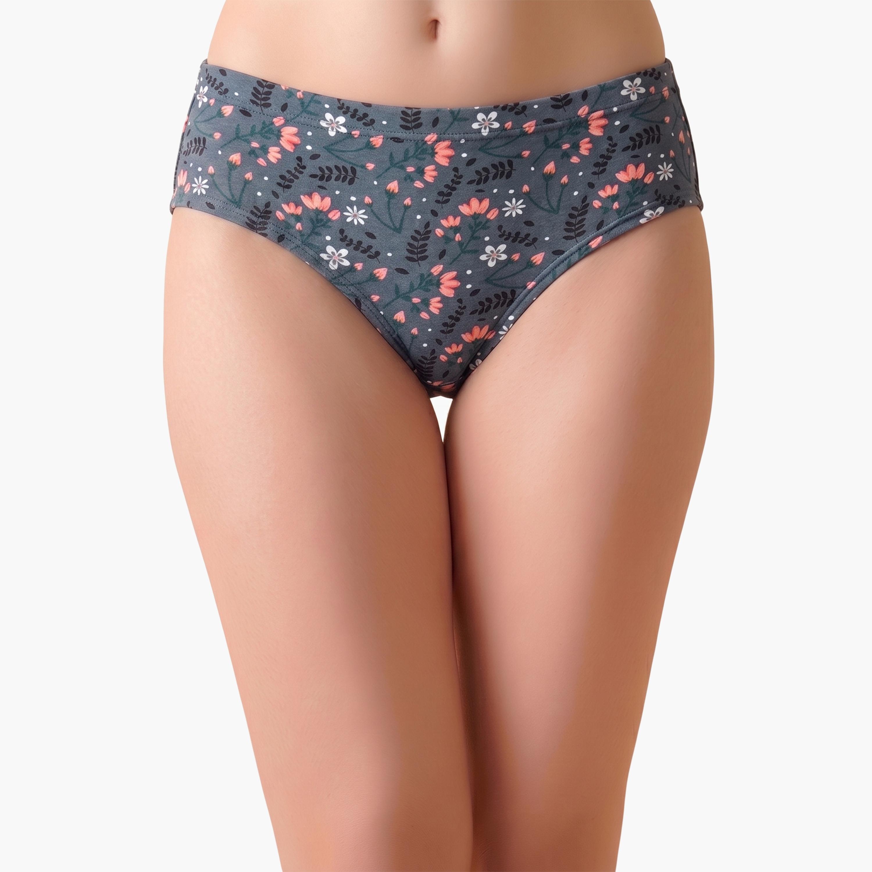 طقم من 3 قطعات سراويل داخلية هيبستر مطبوعة بخصر متوسط ومطاط داخلي قطن %100-women-clothing-lingerie-panties-image-7