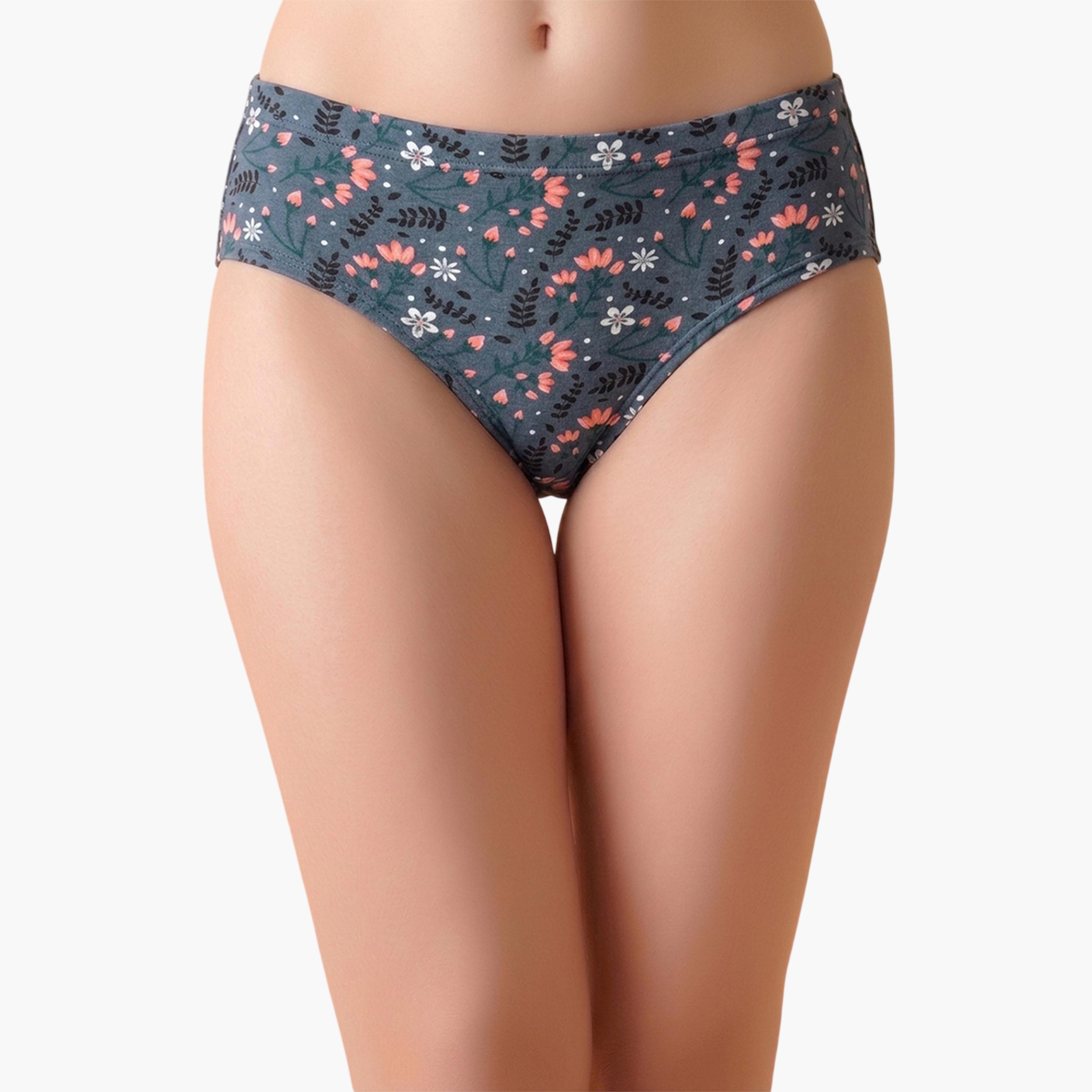 طقم من 3 قطعات سراويل داخلية هيبستر مطبوعة بخصر متوسط ومطاط داخلي قطن %100-women-clothing-lingerie-panties-image-3