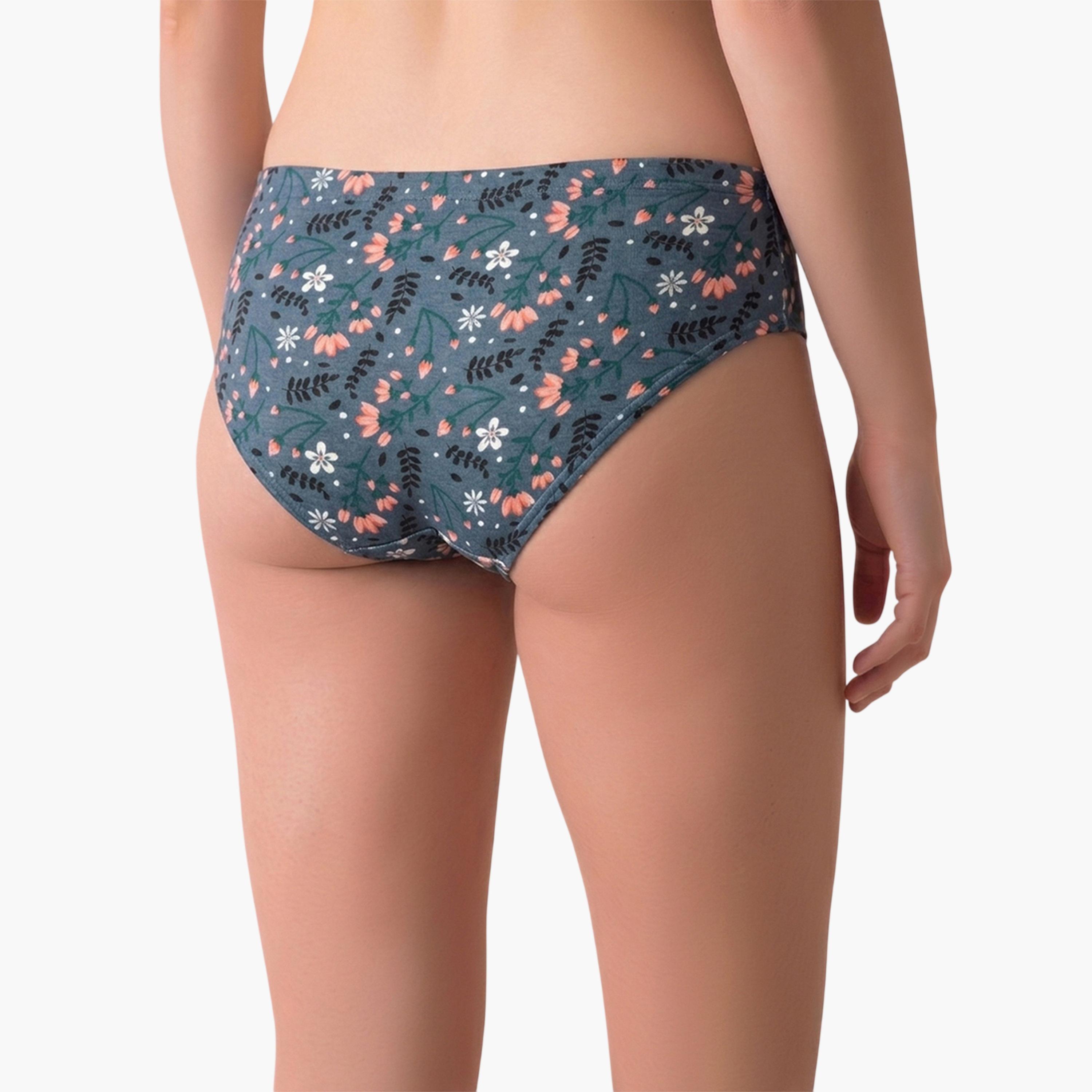 طقم من 3 قطعات سراويل داخلية هيبستر مطبوعة بخصر متوسط ومطاط داخلي قطن %100-women-clothing-lingerie-panties-image-6