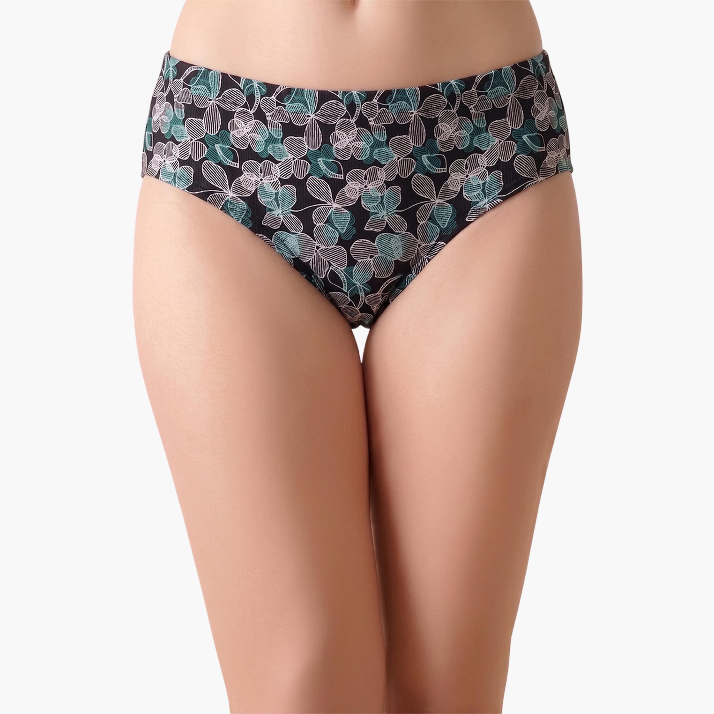 طقم من 3 قطعات سراويل داخلية هيبستر مطبوعة بخصر متوسط ومطاط داخلي قطن %100-women-clothing-lingerie-panties-image-3