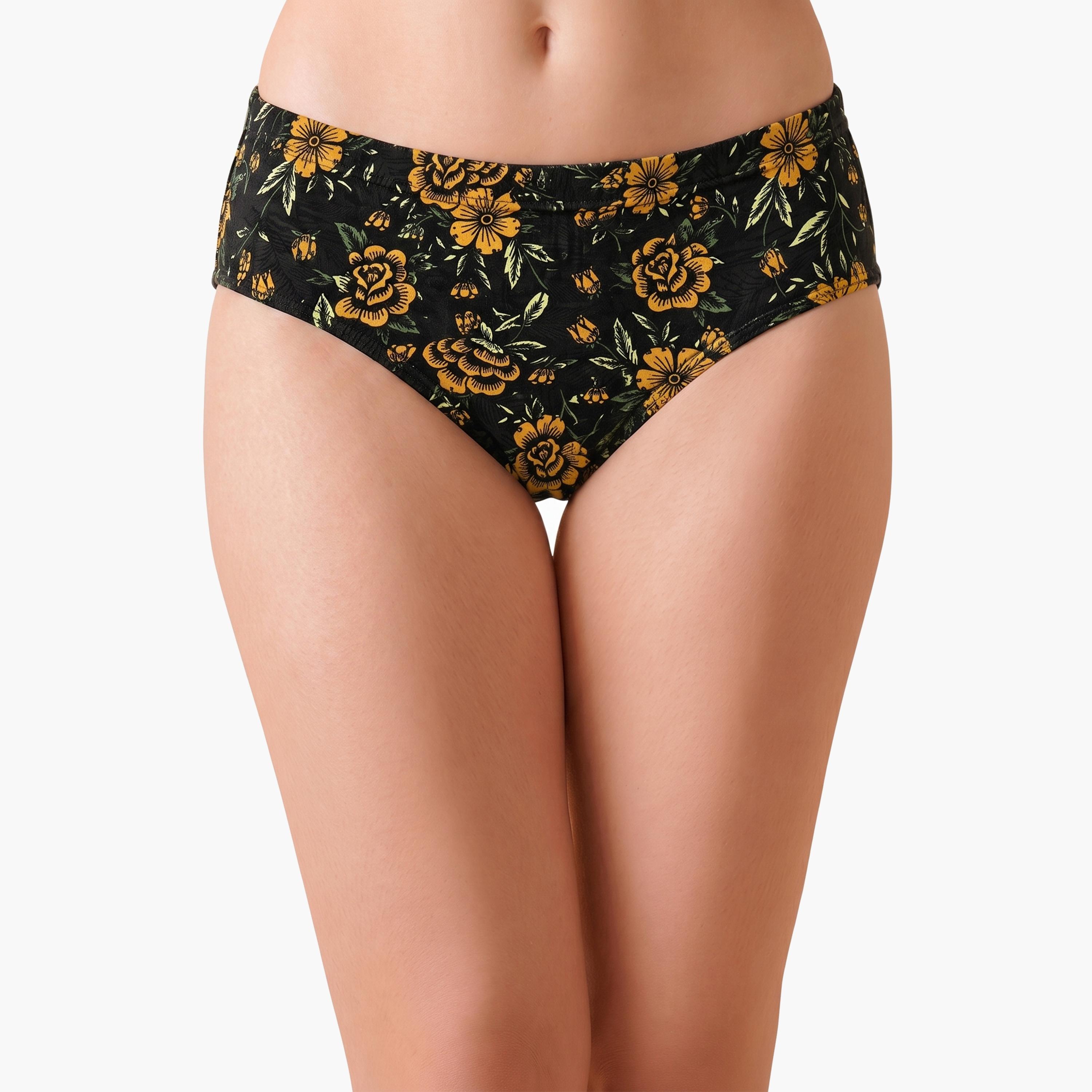 طقم من 3 قطعات سراويل داخلية هيبستر مطبوعة بخصر متوسط ومطاط داخلي قطن %100-women-clothing-lingerie-panties-image-4