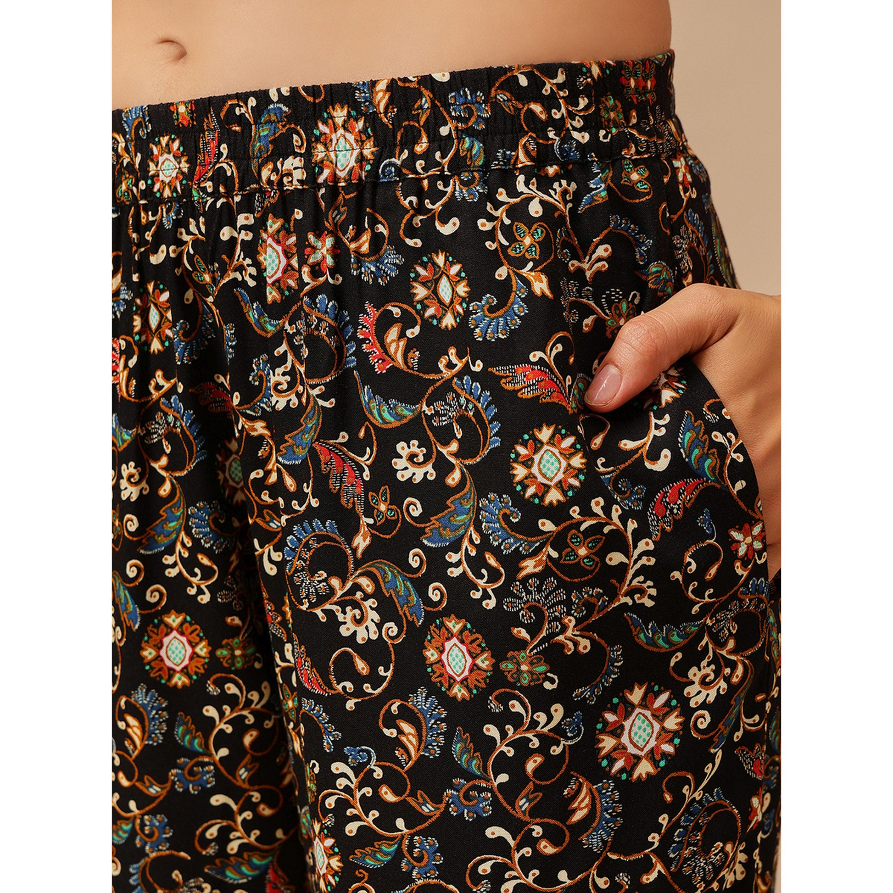 Clovia X Styli Black Paisley Print Shirt and Pants Pyjama Set-women-clothing-nightwear-pyjamas-longsets-image-8