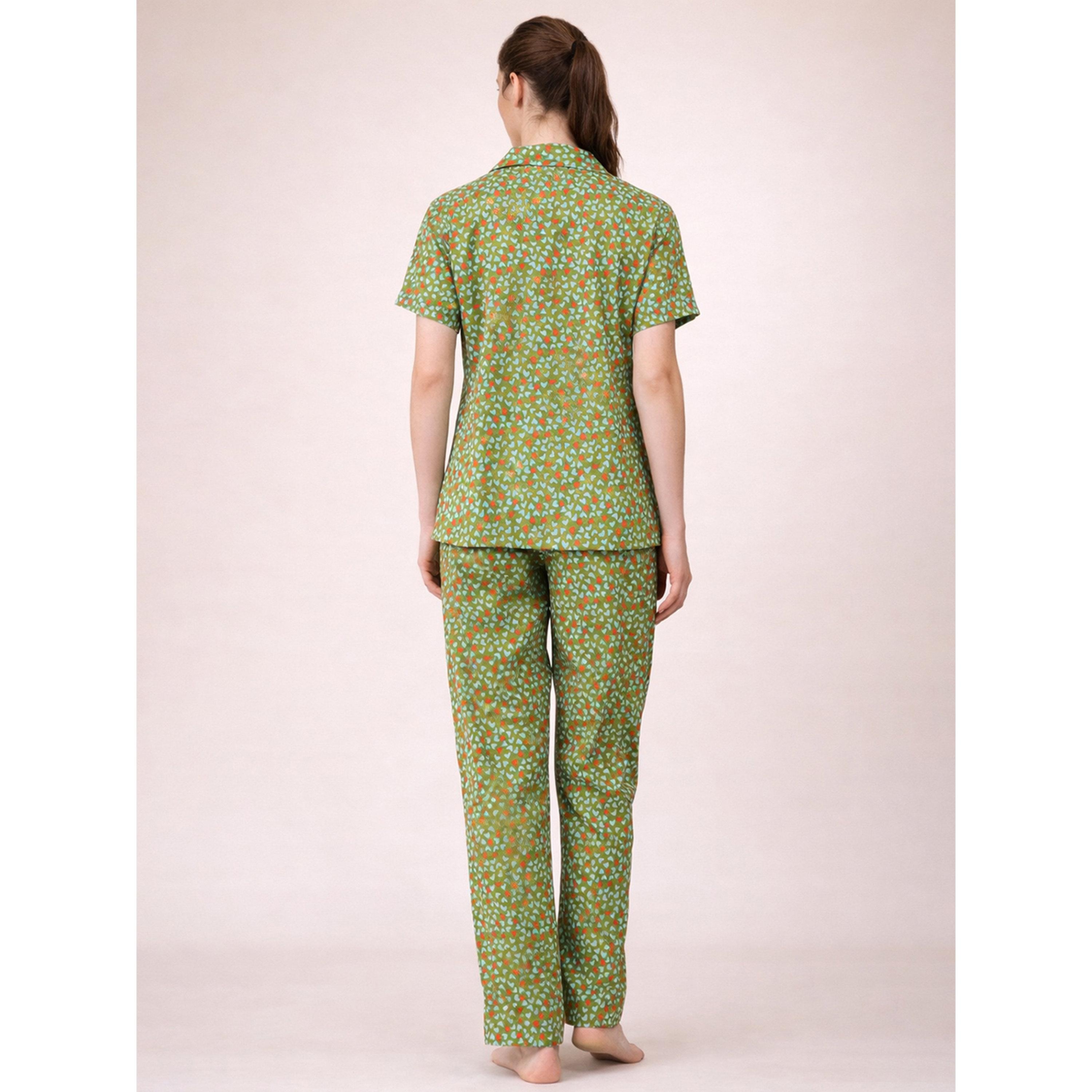 طقم بيجاما من بنطال وبلوزة وطبعة قلوب بالكامل-women-clothing-nightwear-pyjamas-longsets-image-4