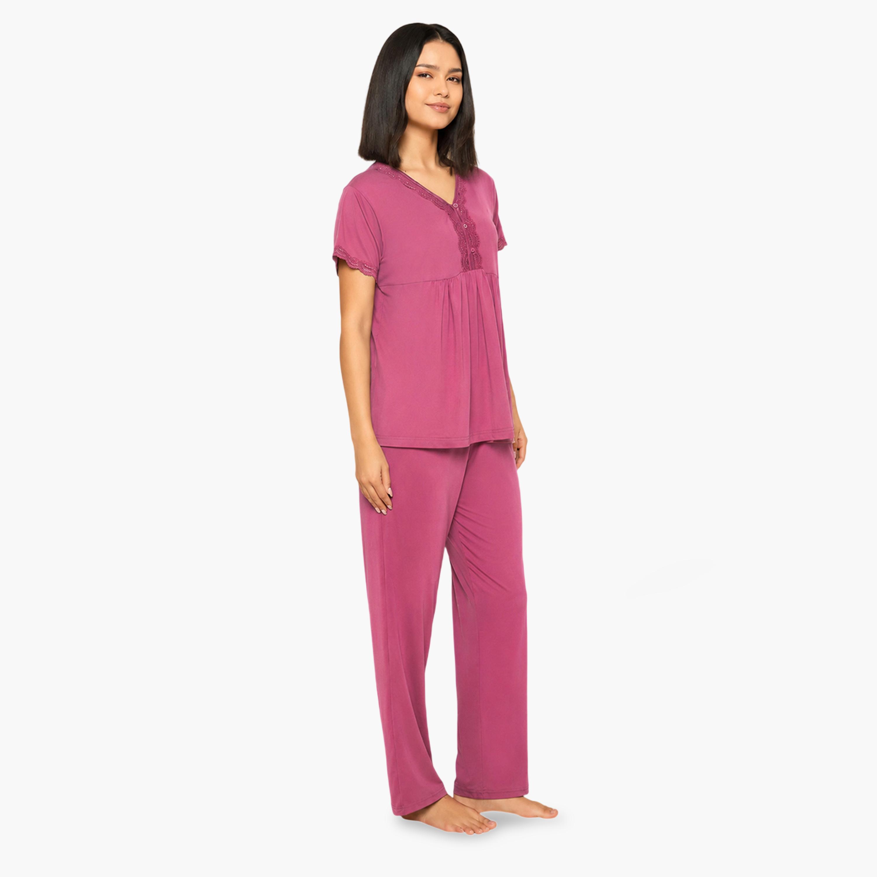 طقم بيجاما من بنطال وبلوزة بيبلم-women-clothing-nightwear-pyjamas-longsets-image-2