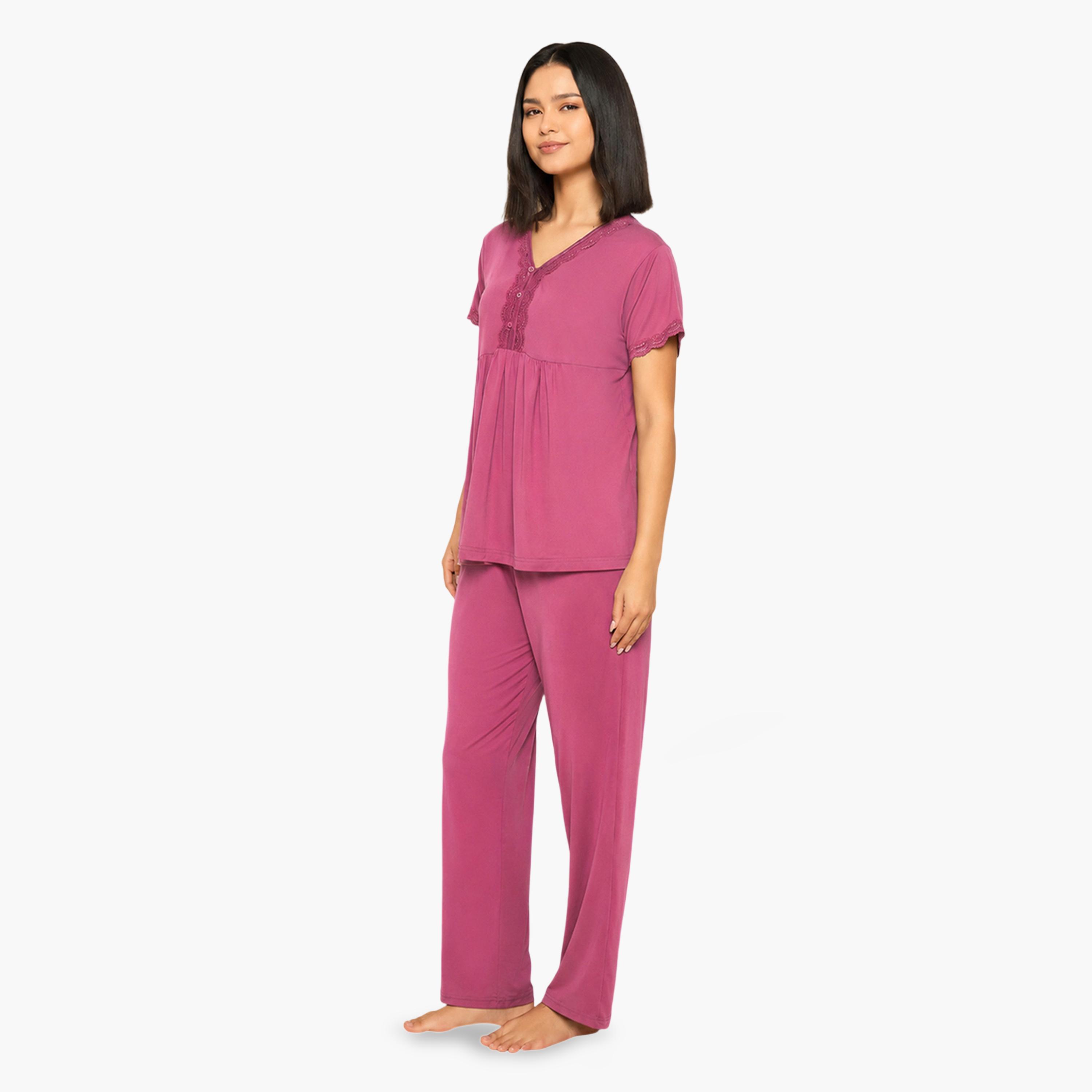 طقم بيجاما من بنطال وبلوزة بيبلم-women-clothing-nightwear-pyjamas-longsets-image-3