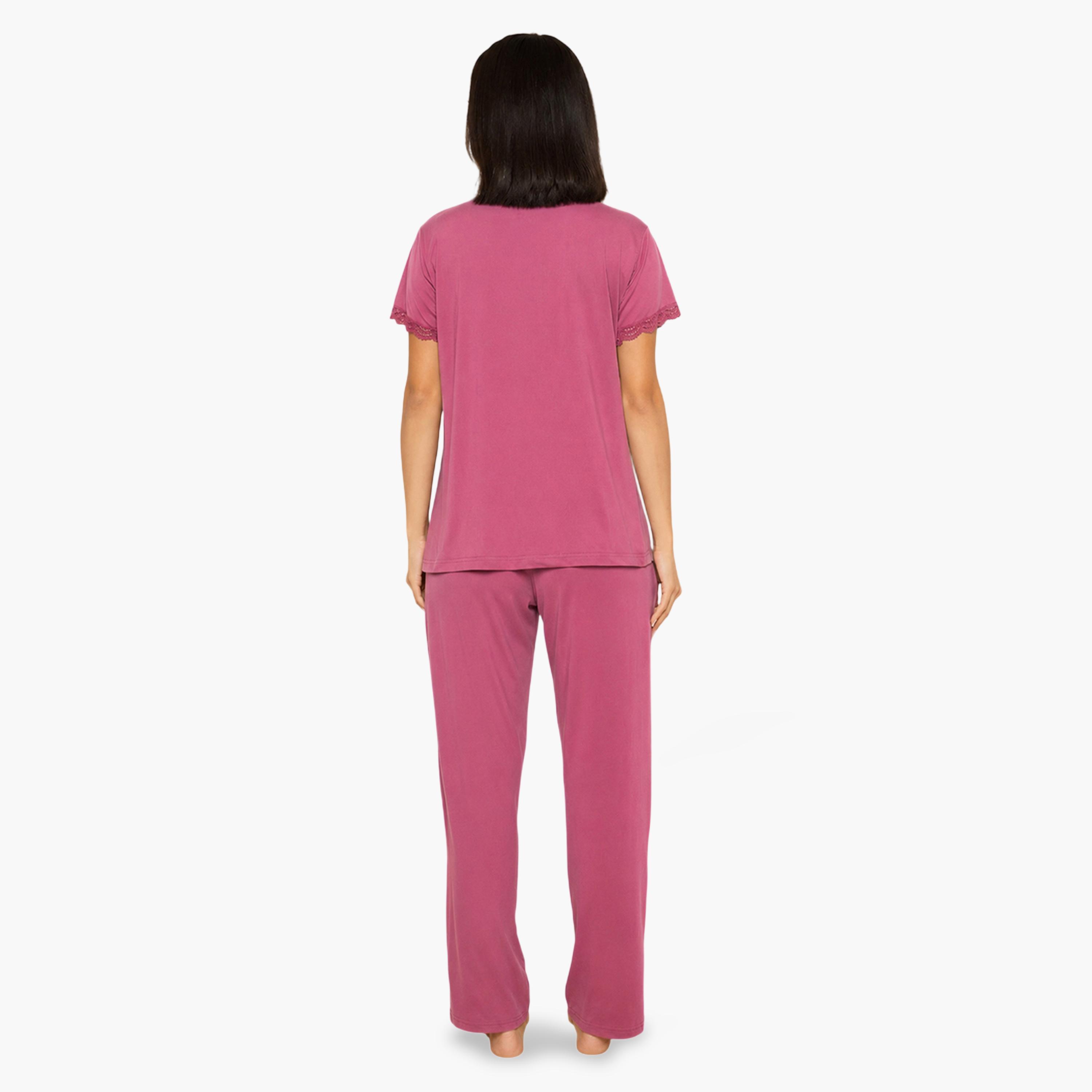 طقم بيجاما من بنطال وبلوزة بيبلم-women-clothing-nightwear-pyjamas-longsets-image-4