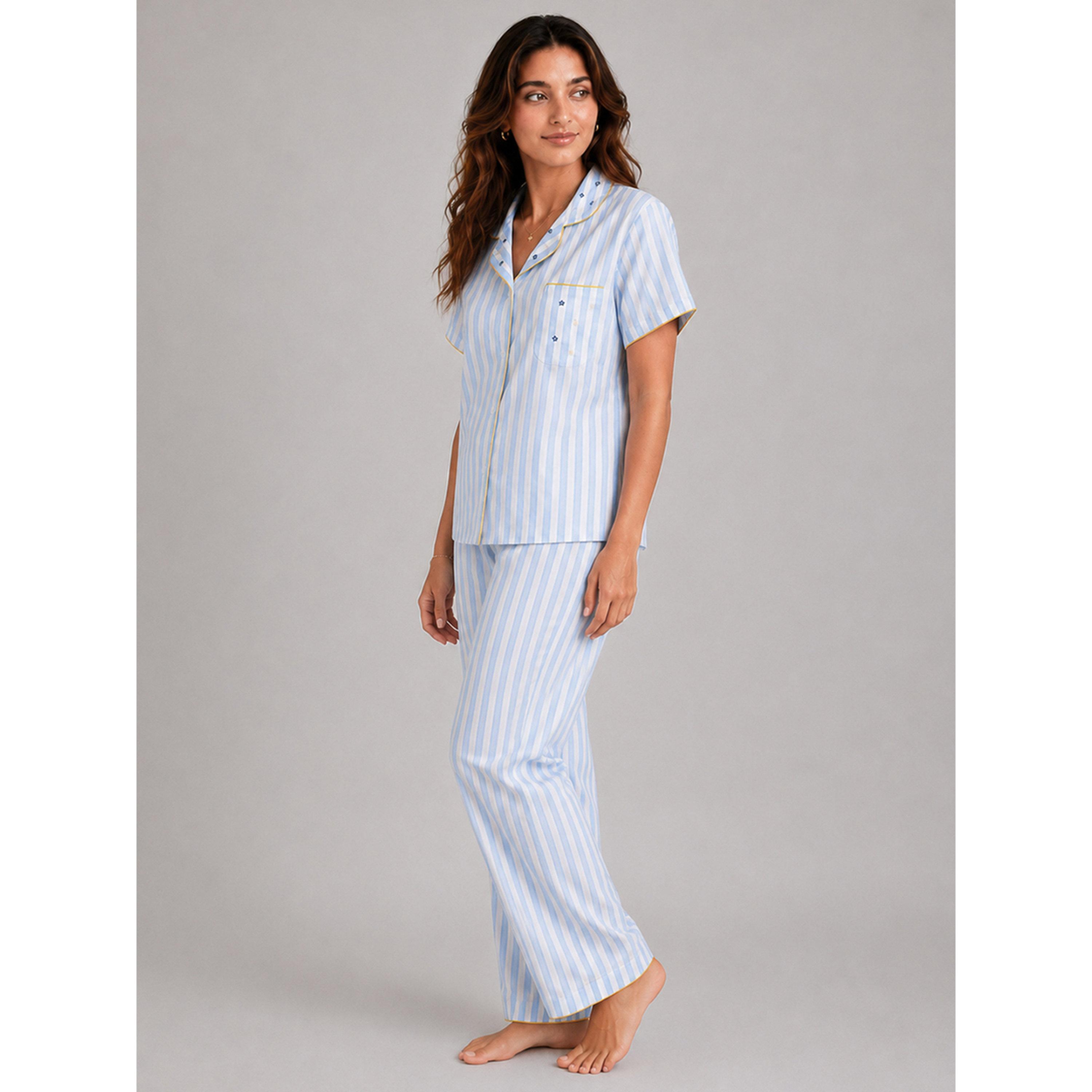 طقم بيجاما من بنطال وبلوزة ومخطط-women-clothing-nightwear-pyjamas-longsets-image-3