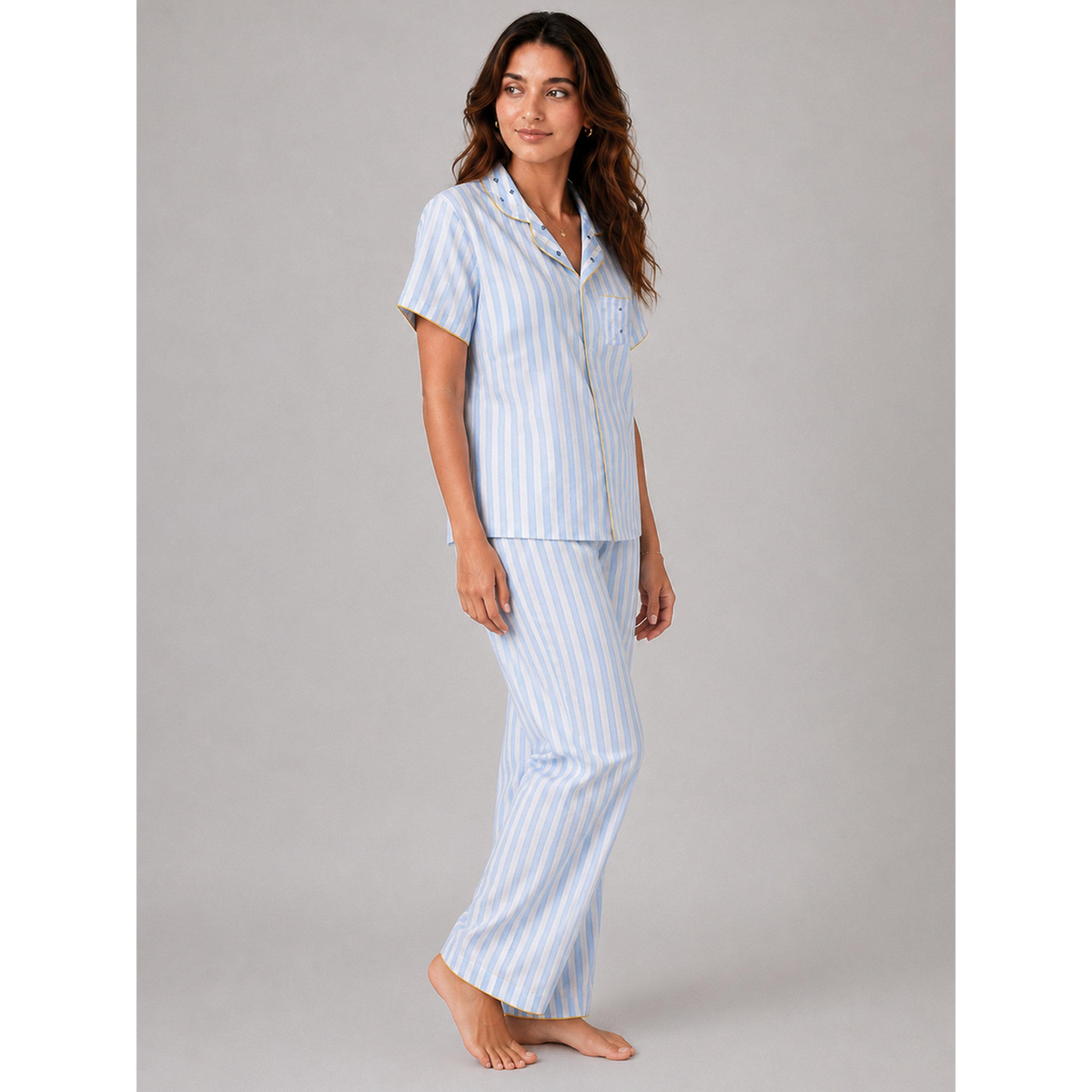 طقم بيجاما من بنطال وبلوزة ومخطط-women-clothing-nightwear-pyjamas-longsets-image-4