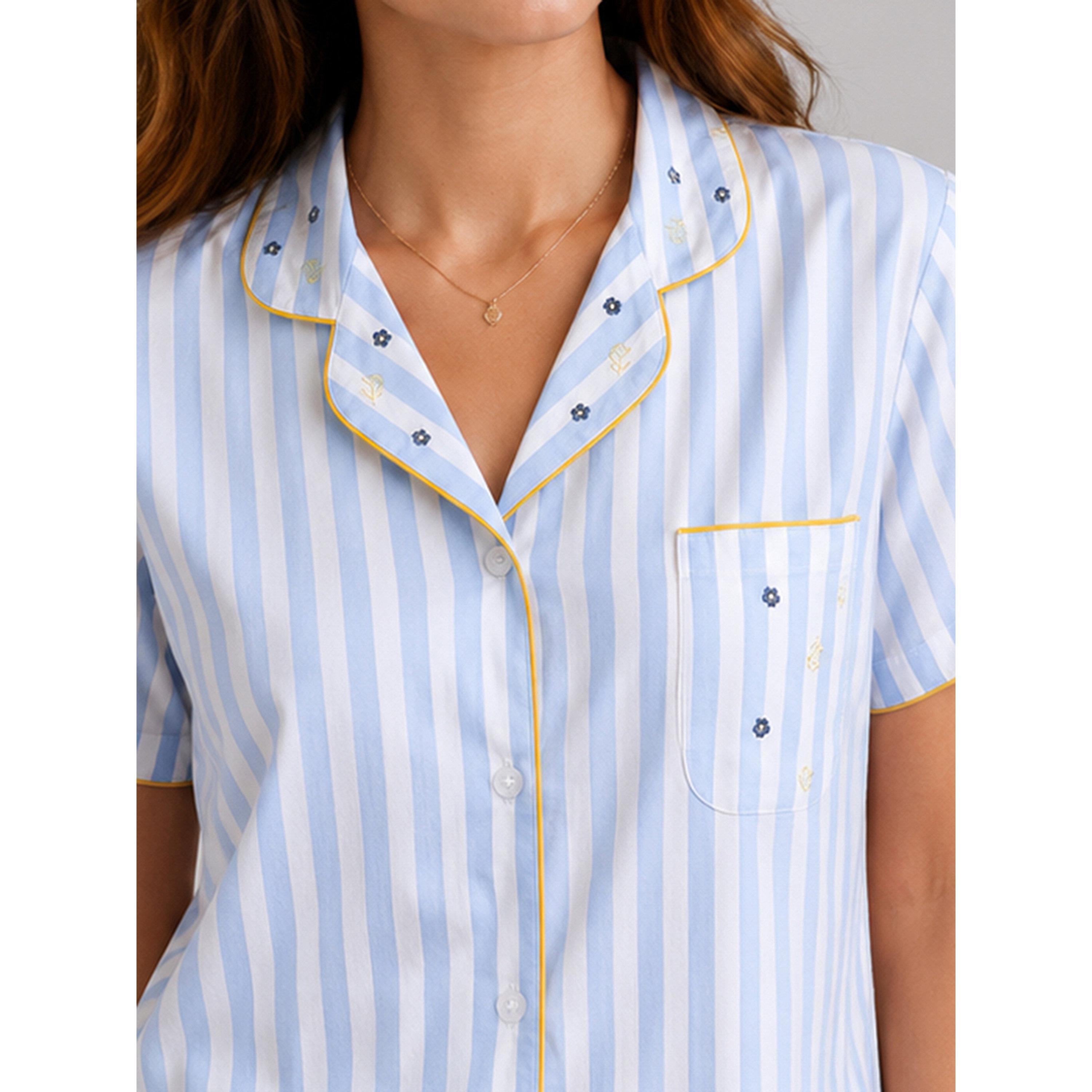 طقم بيجاما من بنطال وبلوزة ومخطط-women-clothing-nightwear-pyjamas-longsets-image-7