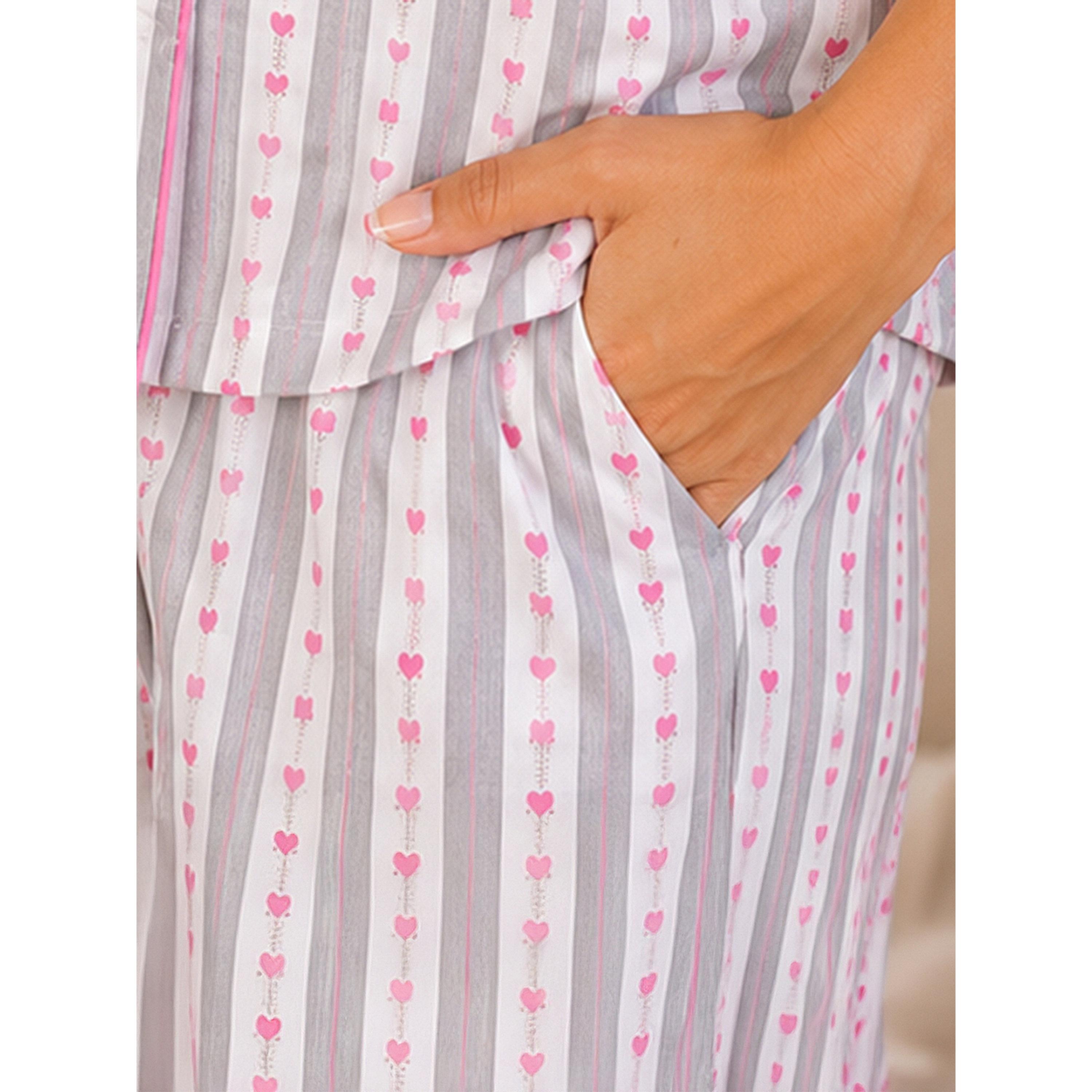 Clovia X Styli White Heart Print Striped Shirt and Pants Pyjama Set-women-clothing-nightwear-pyjamas-longsets-image-6