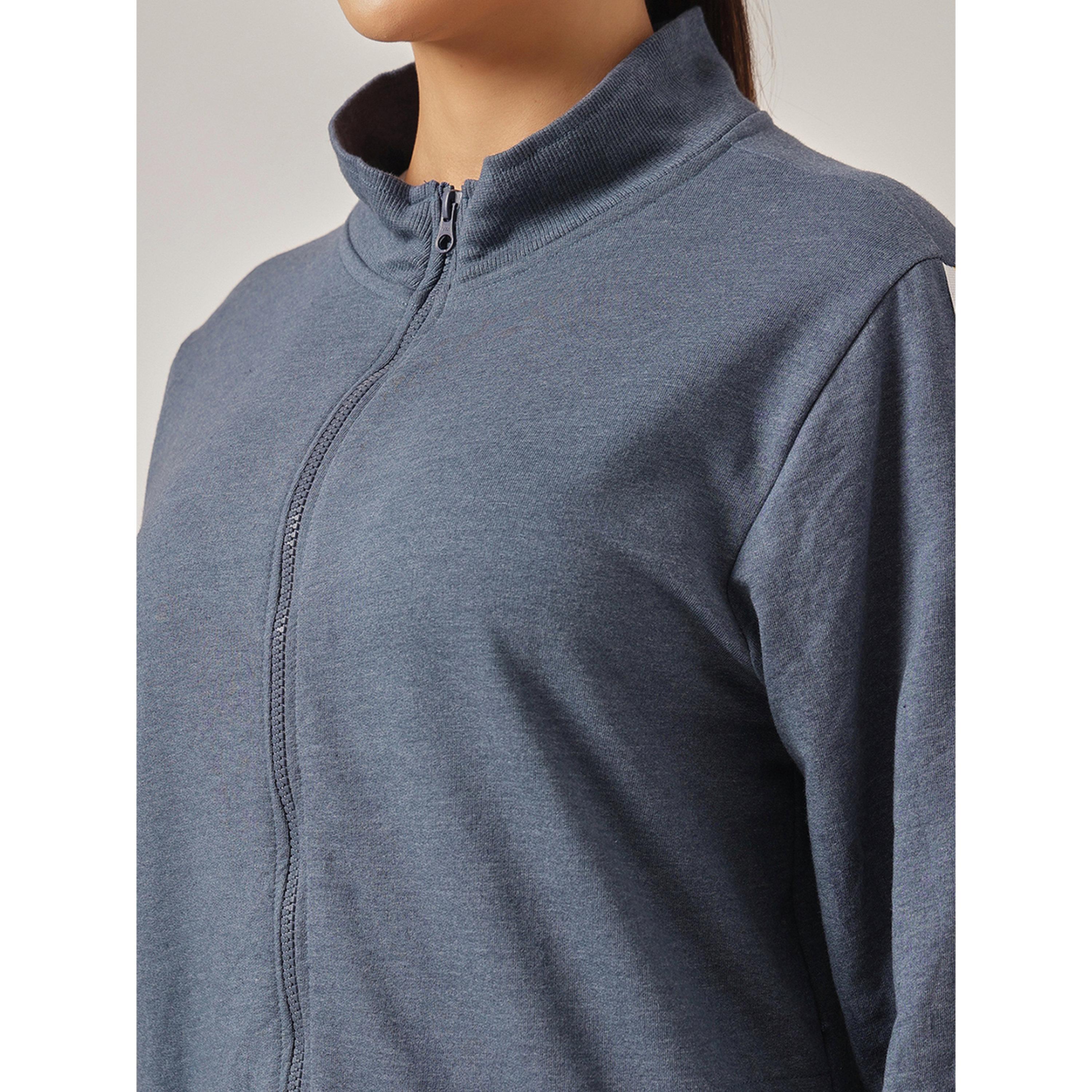 Clovia X Styli Navy Blue Knitted Tracksuit Pyjama Set with Side Stripes-women-clothing-nightwear-pyjamas-longsets-image-6