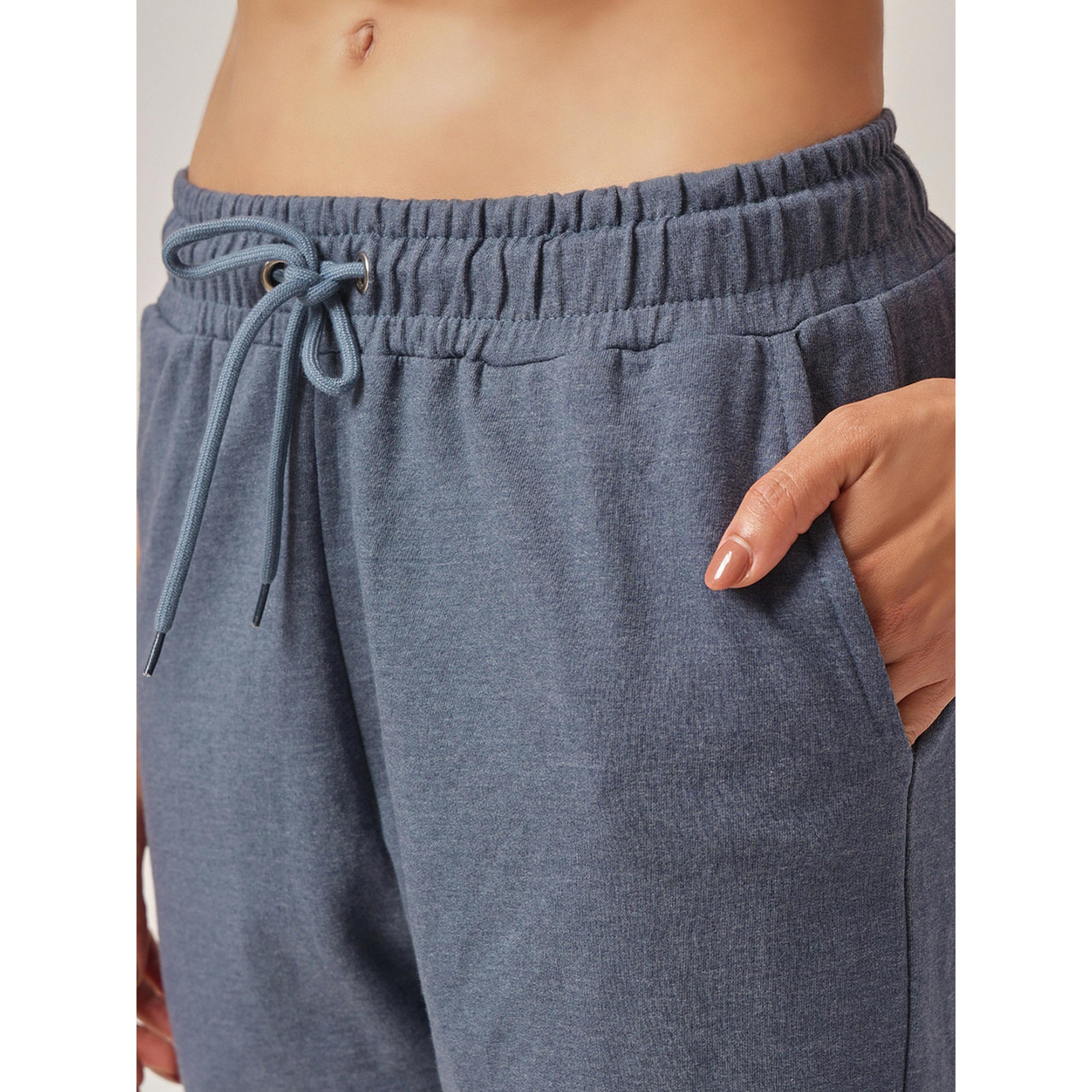 Clovia X Styli Navy Blue Knitted Tracksuit Pyjama Set with Side Stripes-women-clothing-nightwear-pyjamas-longsets-image-7
