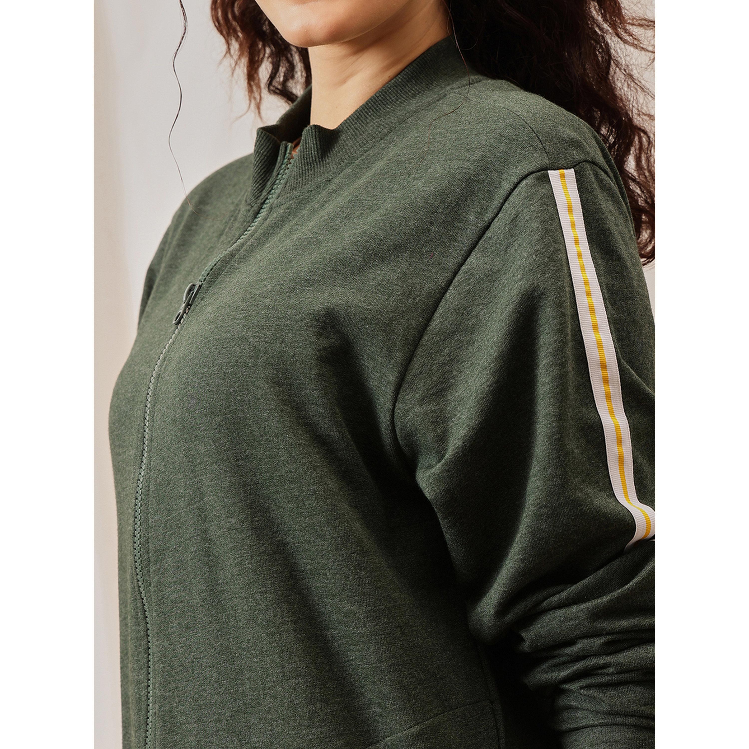 Clovia X Styli Green Cotton Side Stripe Tracksuit Loungewear Set-women-clothing-nightwear-pyjamas-longsets-image-5