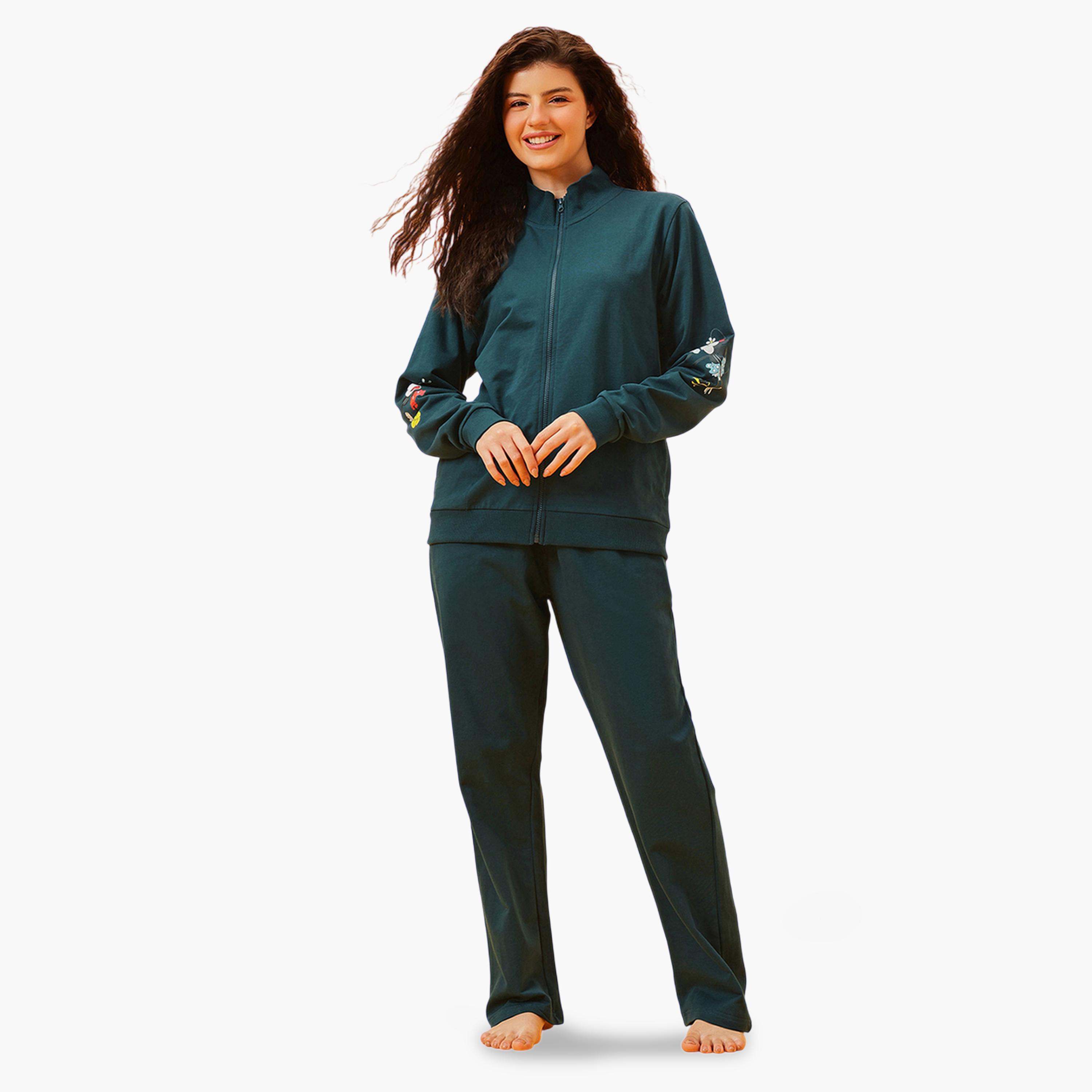 طقم بيجاما من بنطال وبلوزة وطبعة ميكي ماوس-women-clothing-nightwear-pyjamas-longsets-image-1