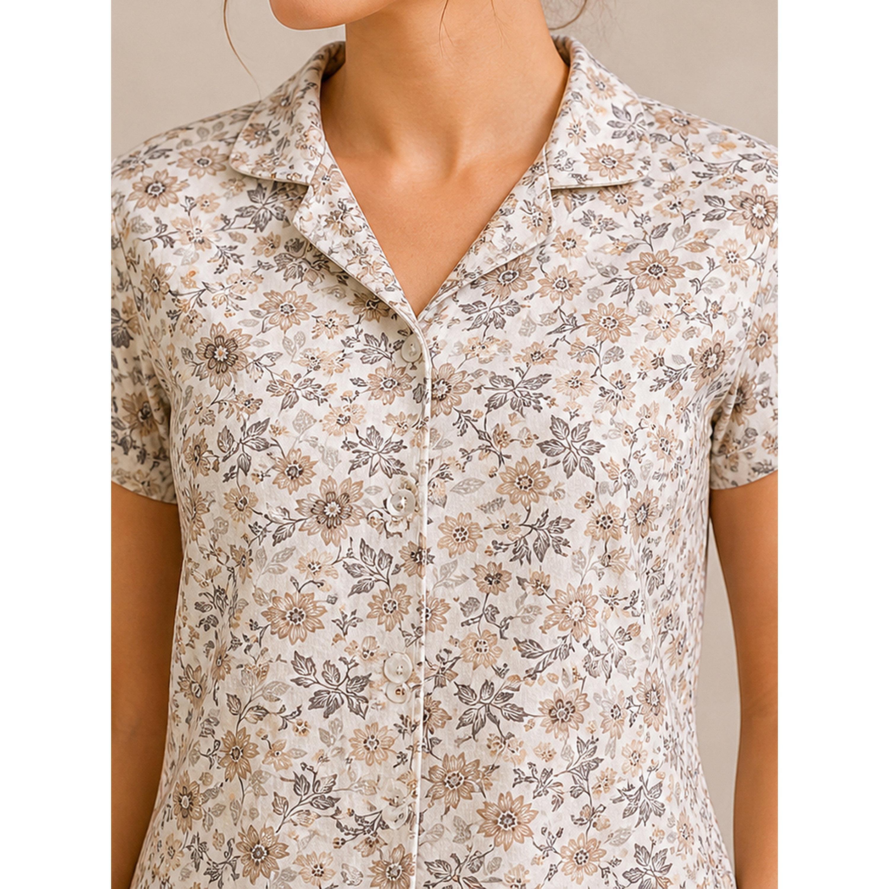 طقم بيجاما من شورت وقميص بطبعة زهور-women-clothing-nightwear-pyjamas-shortsets-image-8