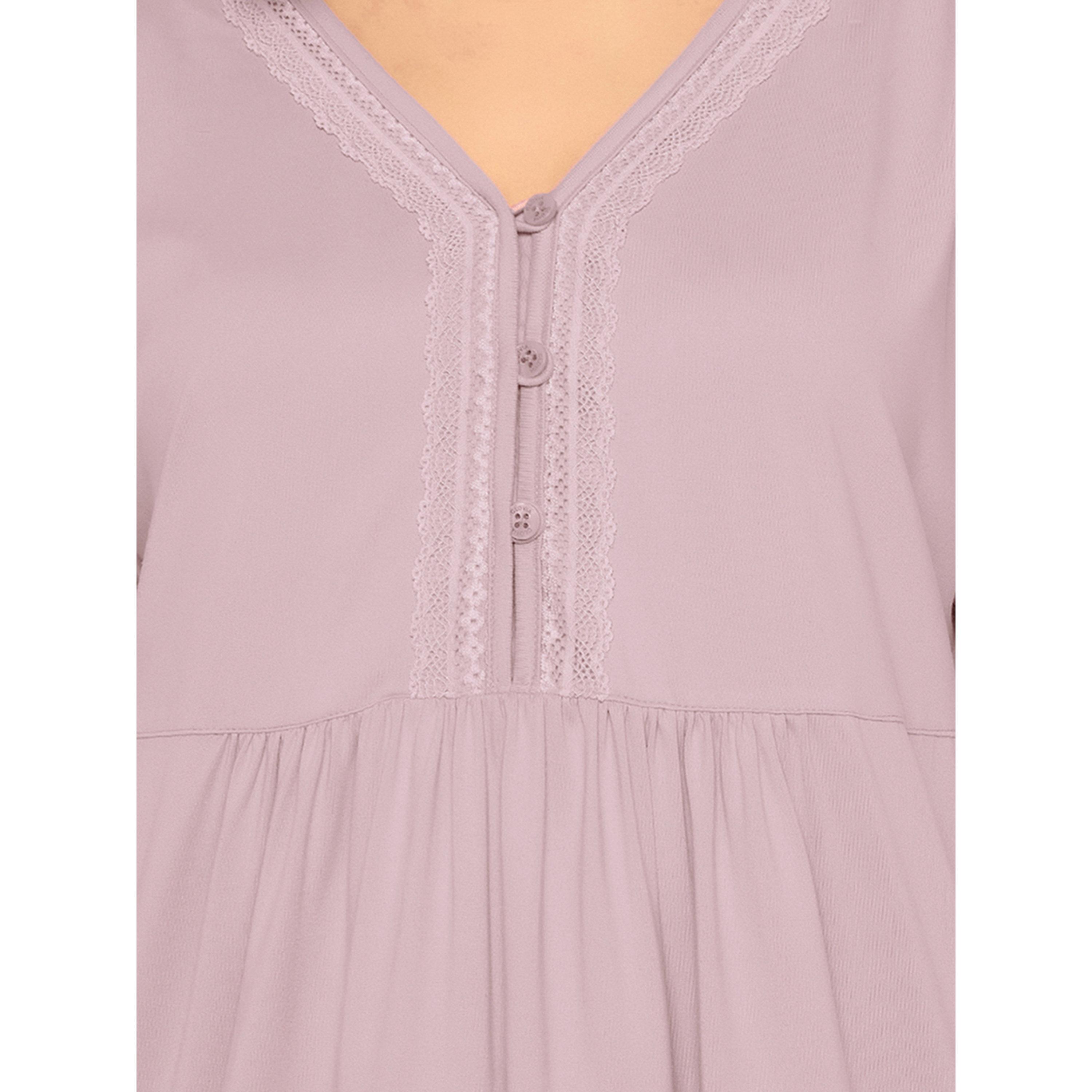 طقم بيجاما من بنطال وبلوزة بيبلم وتفاصيل دانتيل-women-clothing-nightwear-pyjamas-longsets-image-5