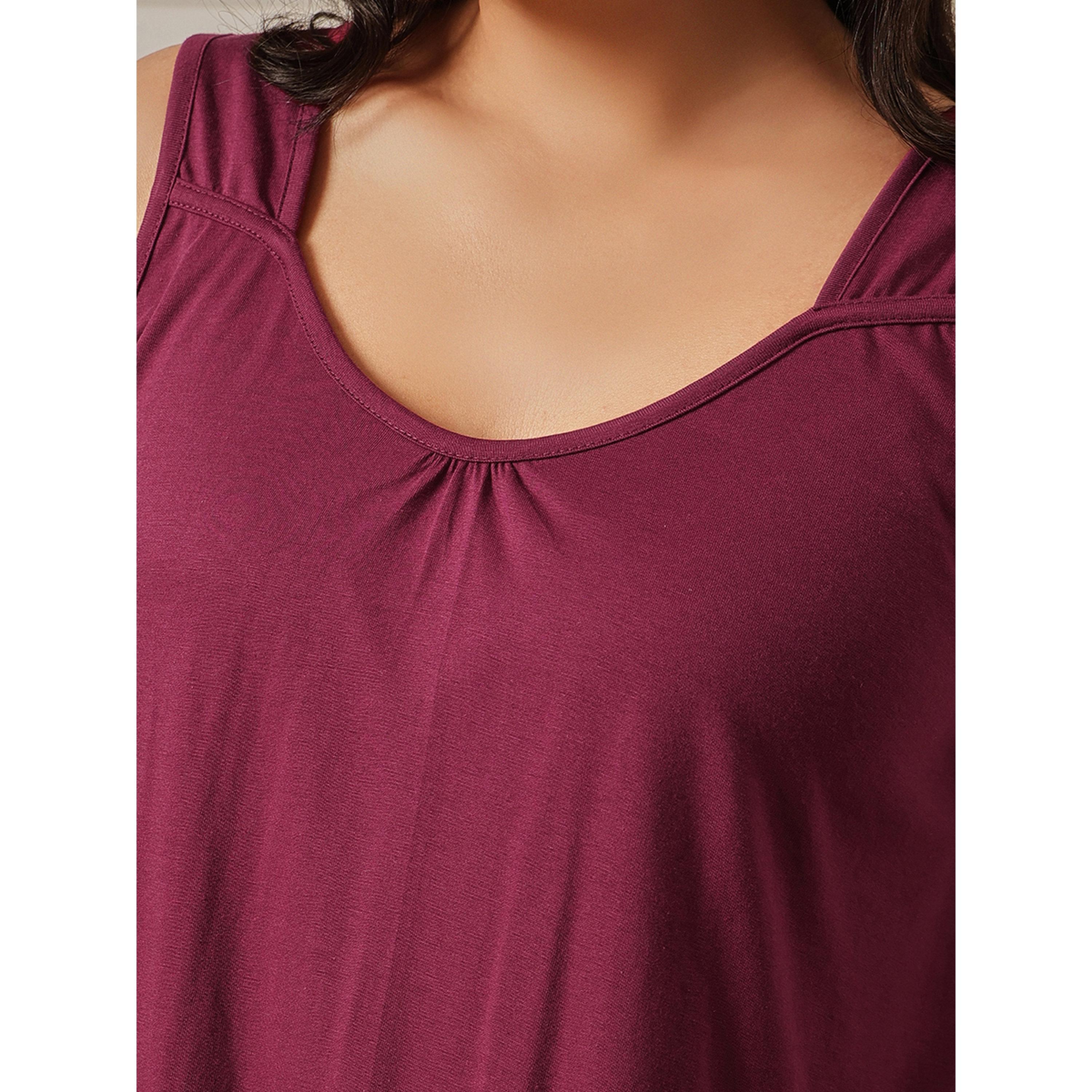 Clovia X Styli Maroon Cotton Blend Nightdress with Side Slit-women-clothing-nightwear-nighties-image-6