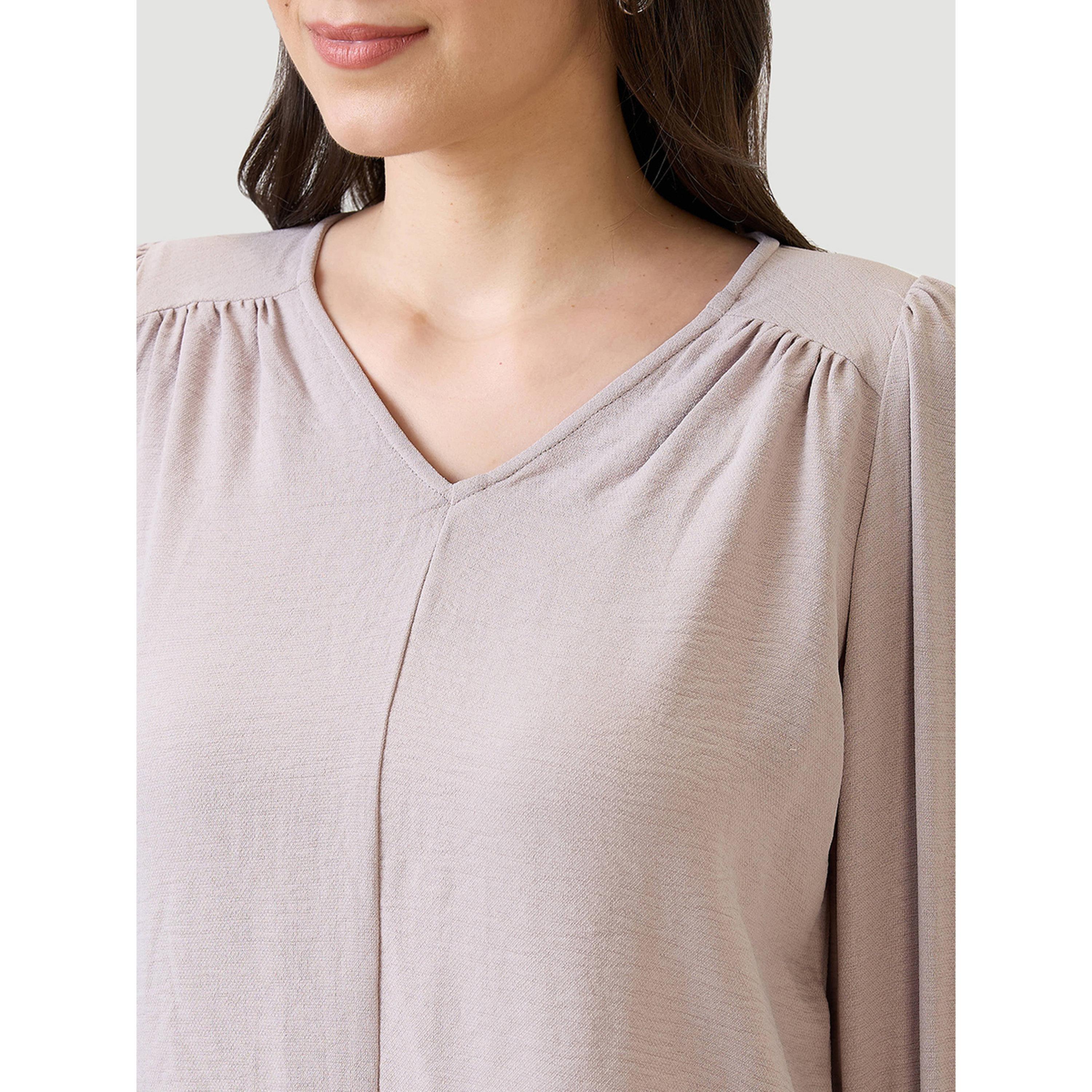 Globus X Styli Grey 3/4 Sleeve V-Neck Blouse-women-clothing-shirtsandblouses-blouses-image-5