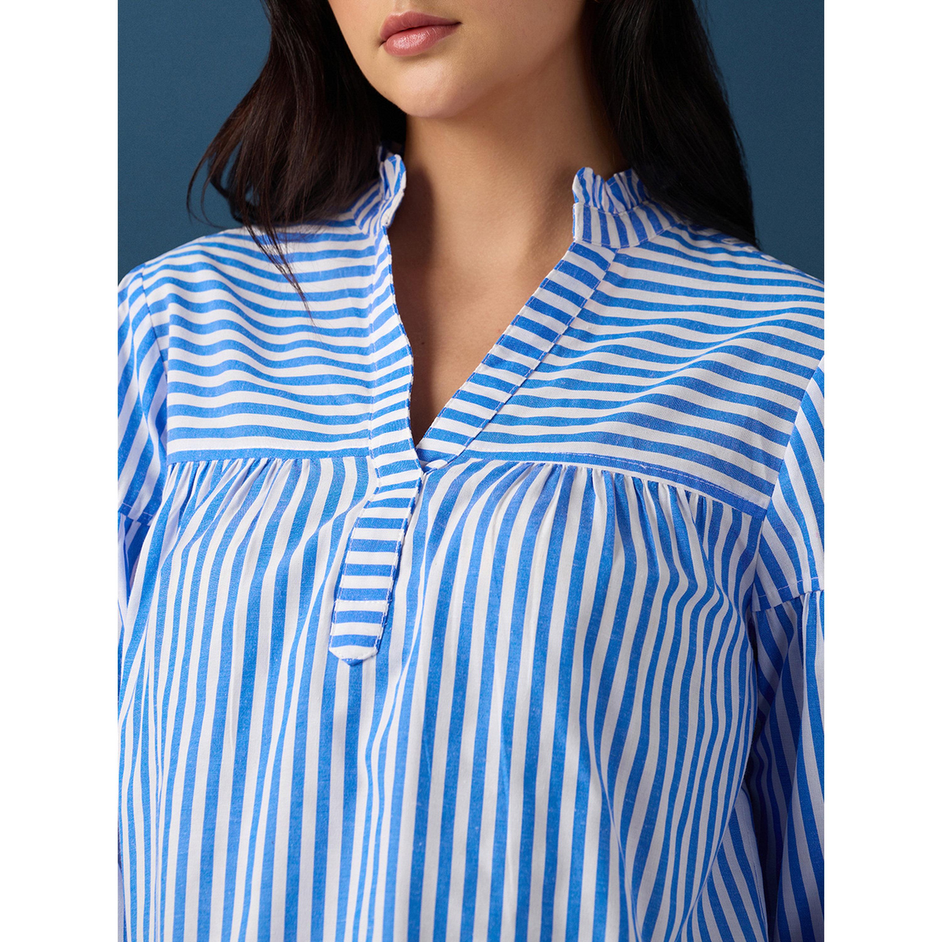 بلوزة مخطط بأكمام طويلة بقصة مريحة-women-clothing-shirtsandblouses-blouses-image-4