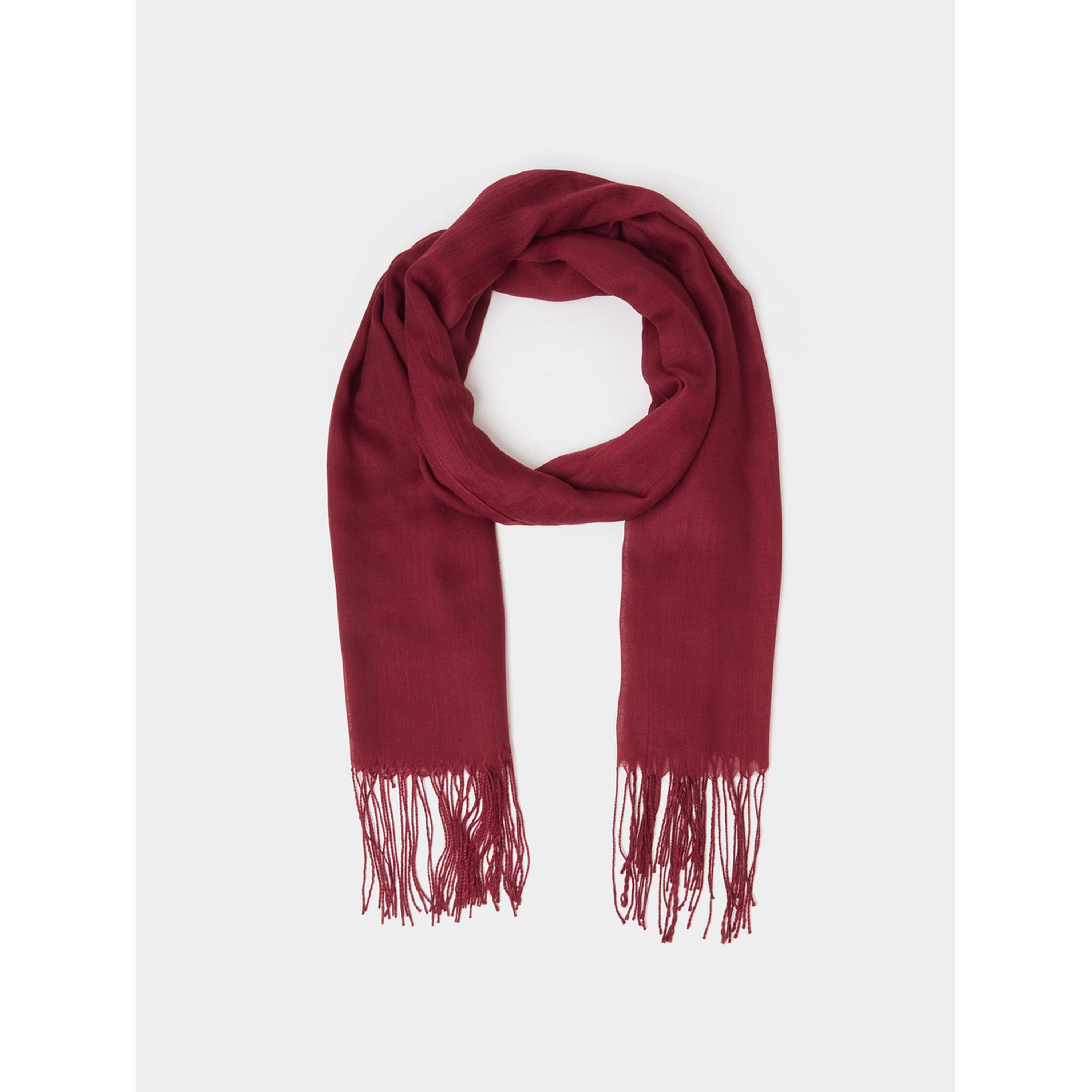 Styli Burgundy Solid Tassel Trims Classic Scarf-women-clothingaccessories-scarves-image-1