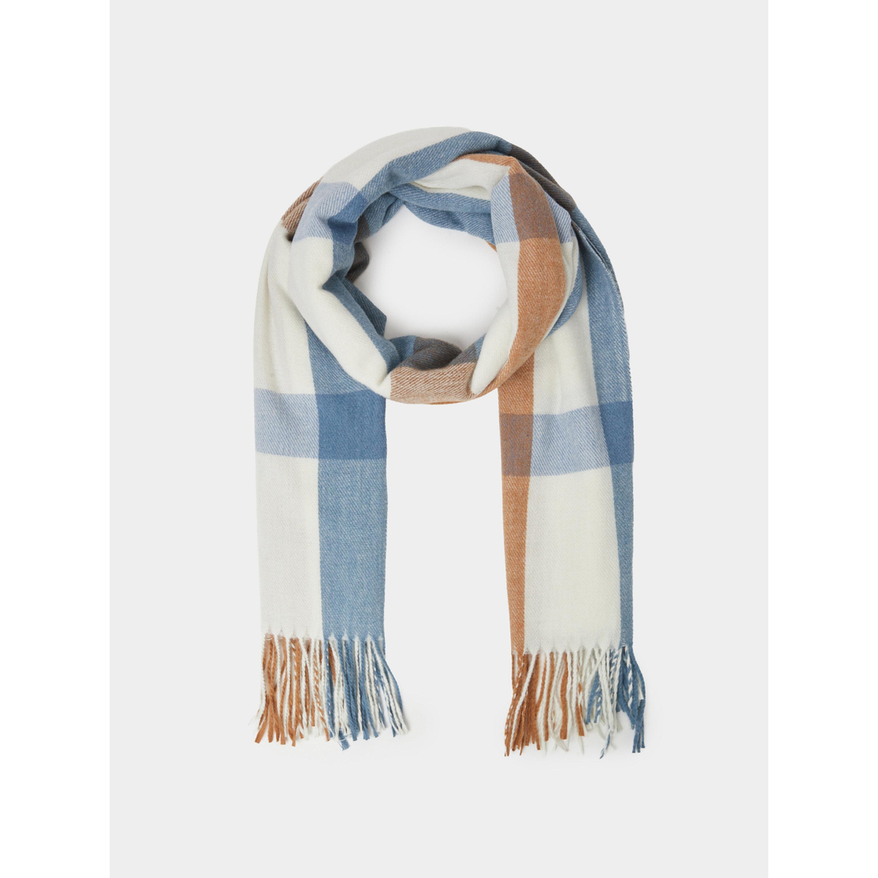 وشاح بشرابات ونمط مربعات أزرق-women-clothingaccessories-scarves-image-1