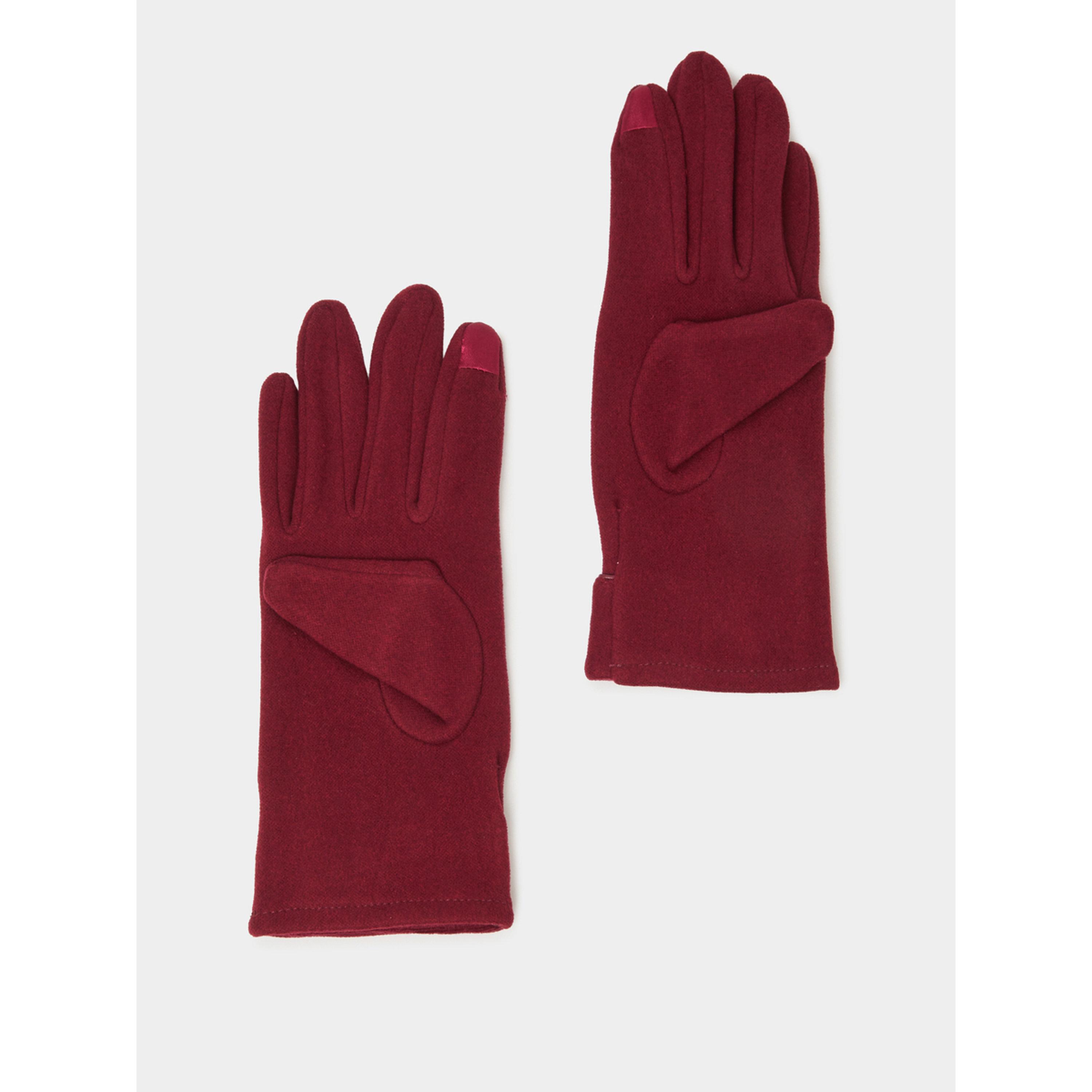 قفازات محبوكة بتفاصيل فيونكة باللون العنابي-women-clothingaccessories-gloves-image-3