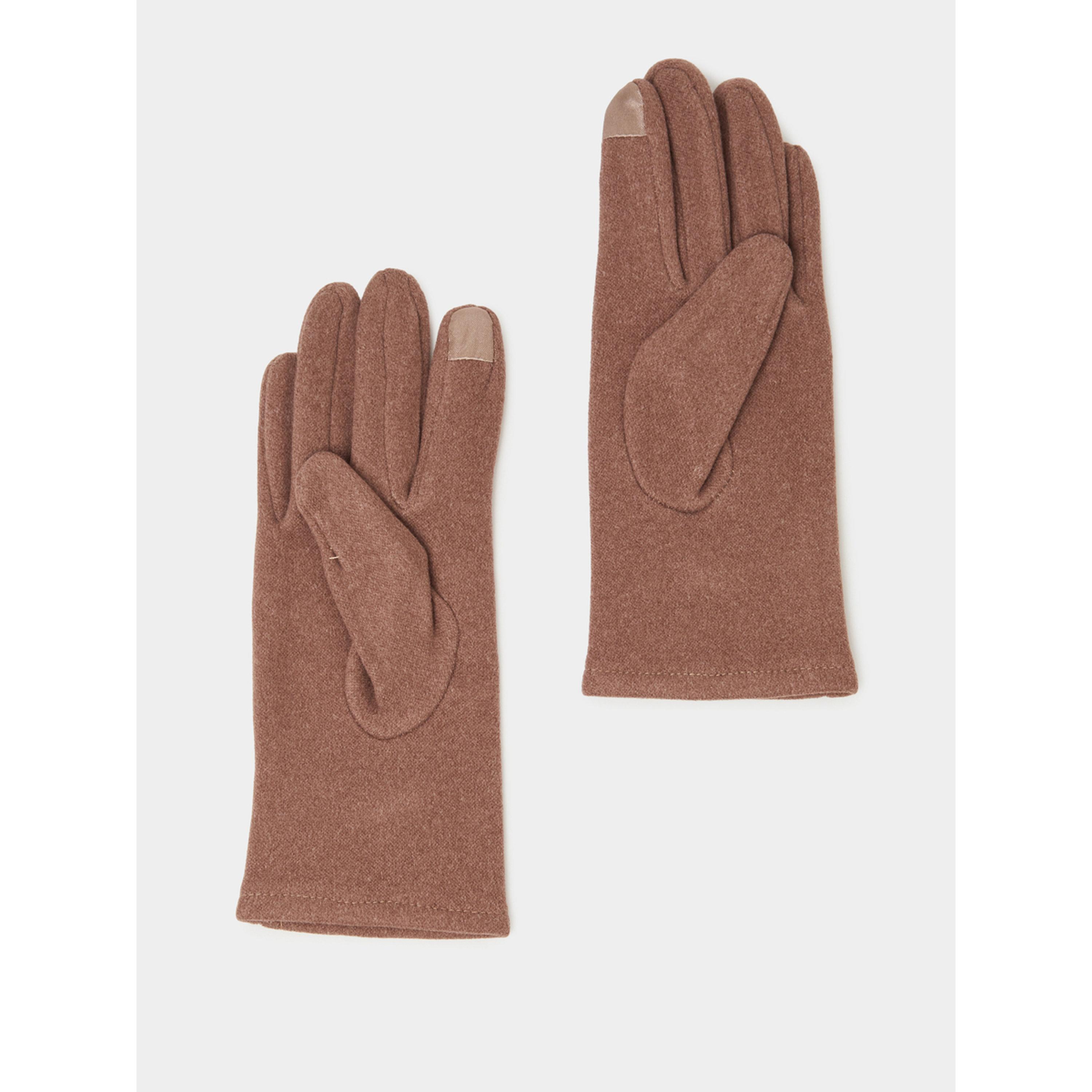 قفازات محبوكة مزينة بتفاصيل فيونكة باللون البني-women-clothingaccessories-gloves-image-3