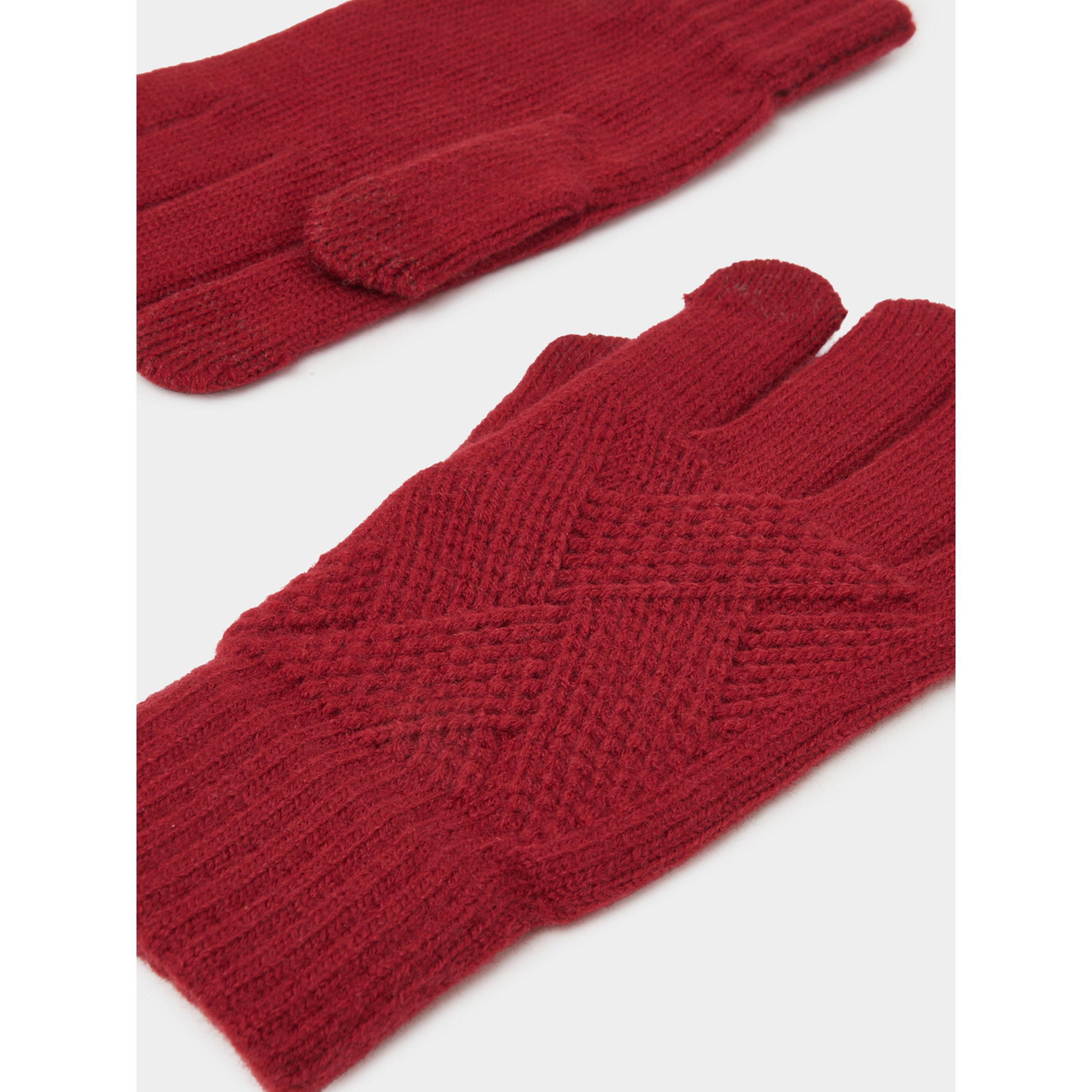 Styli Red Textured Knitted Gloves-women-clothingaccessories-gloves-image-3