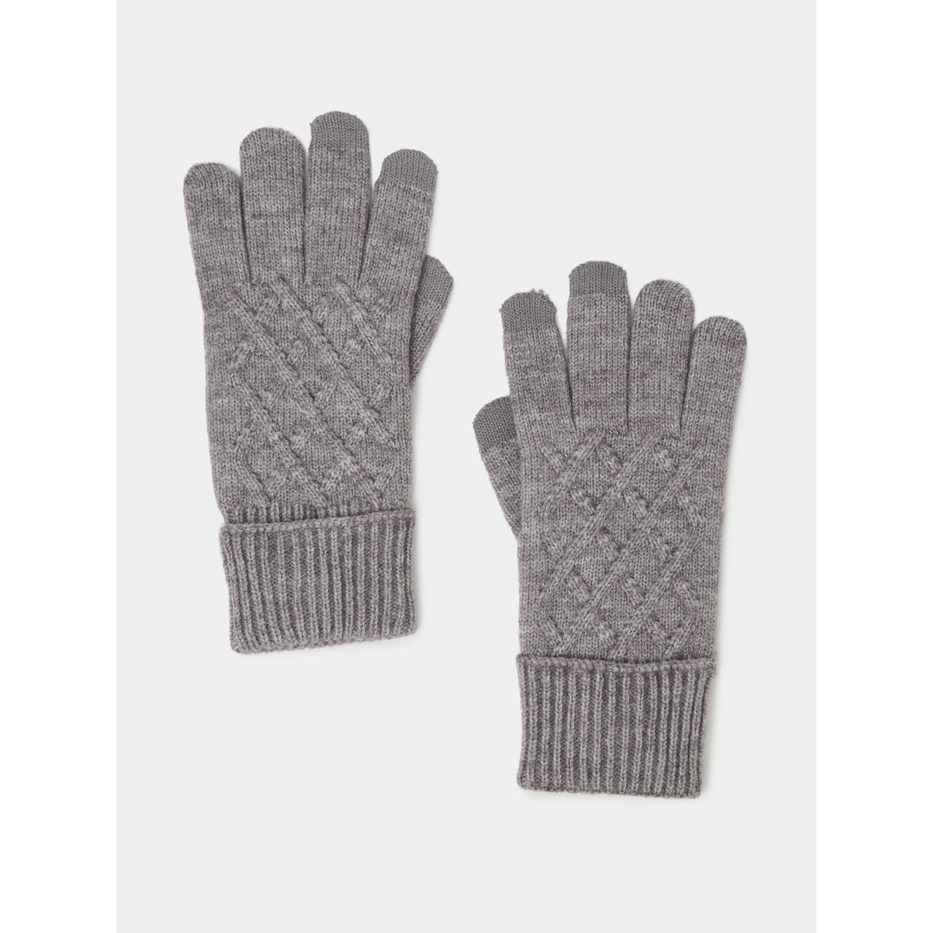 Styli Grey Textured Knitted Gloves-women-clothingaccessories-gloves-image-1