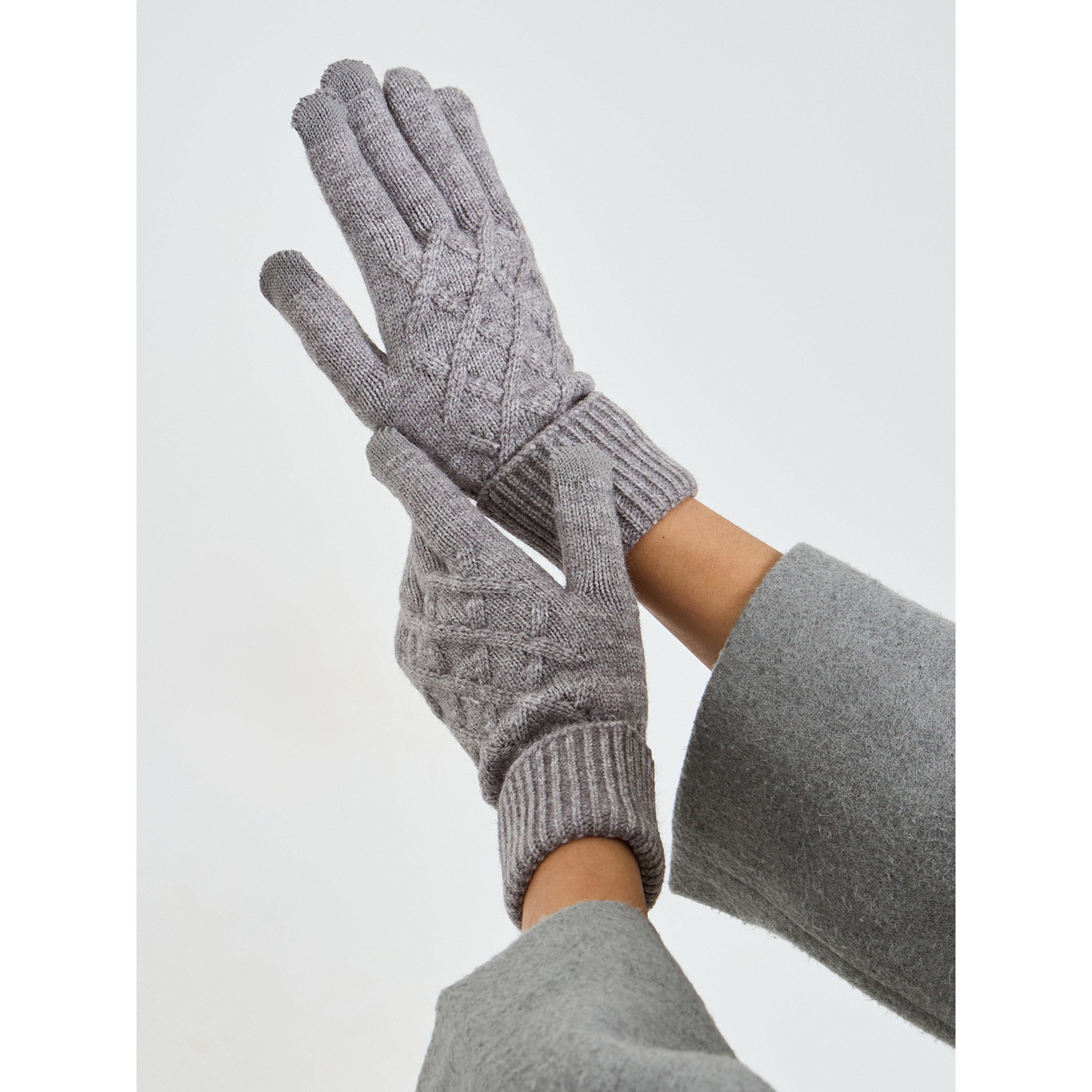 Styli Grey Textured Knitted Gloves-women-clothingaccessories-gloves-image-2