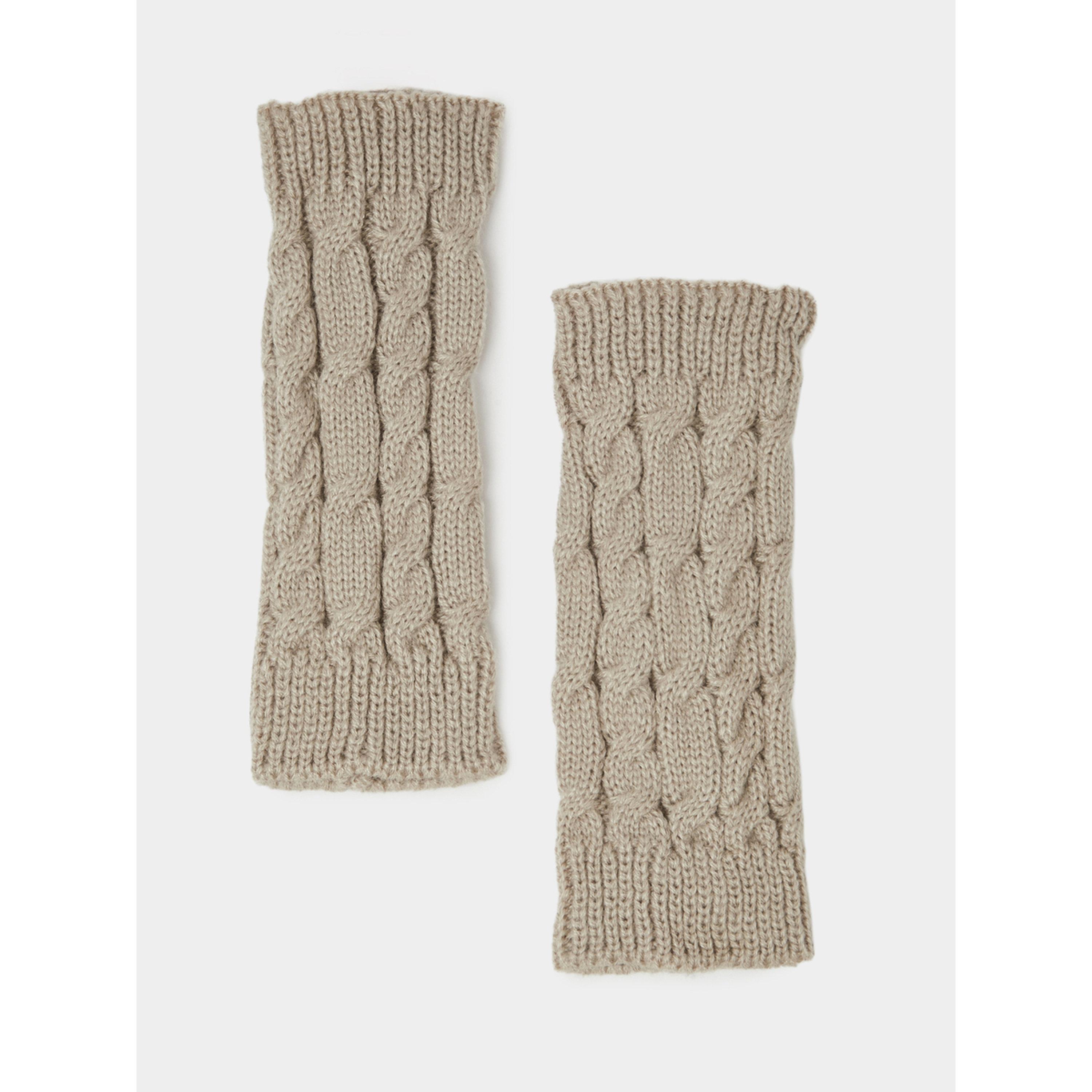 تدفئة أرجل محبوكة بنقشة الجديلة باللون الرمادي-women-clothingaccessories-gloves-image-1
