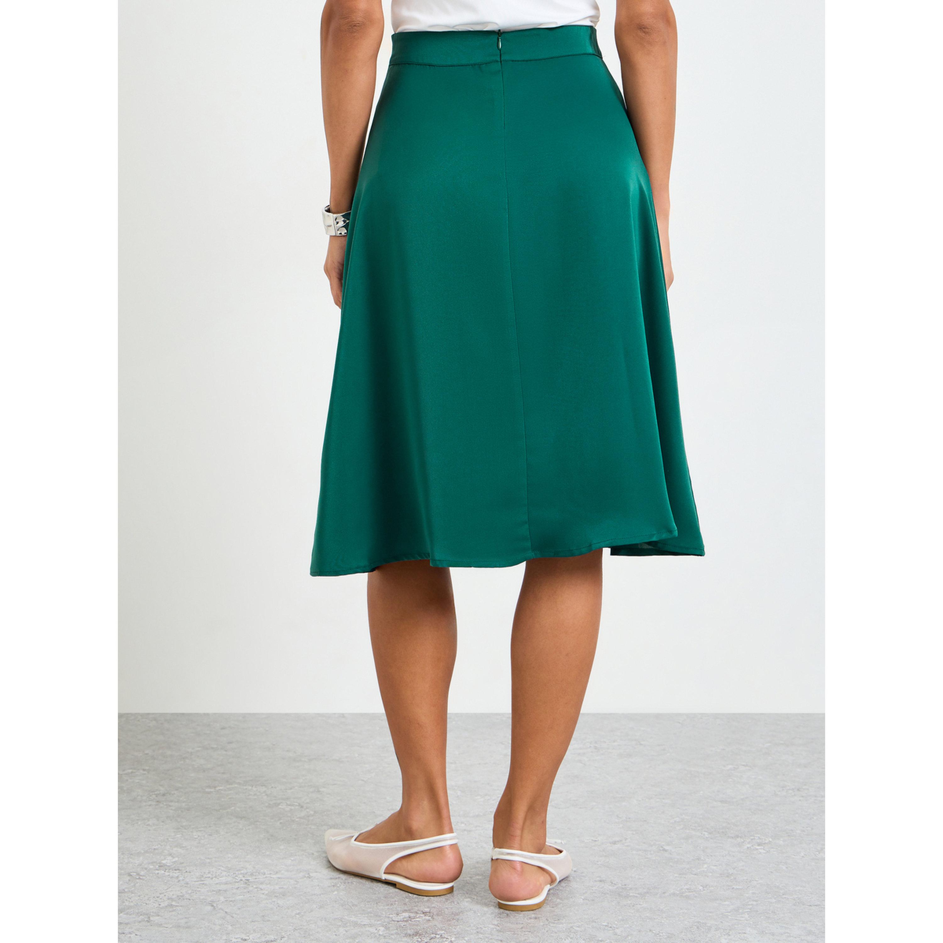 Take Two Green Solid Pleated Midi Skirt-women-clothing-skirts-image-4