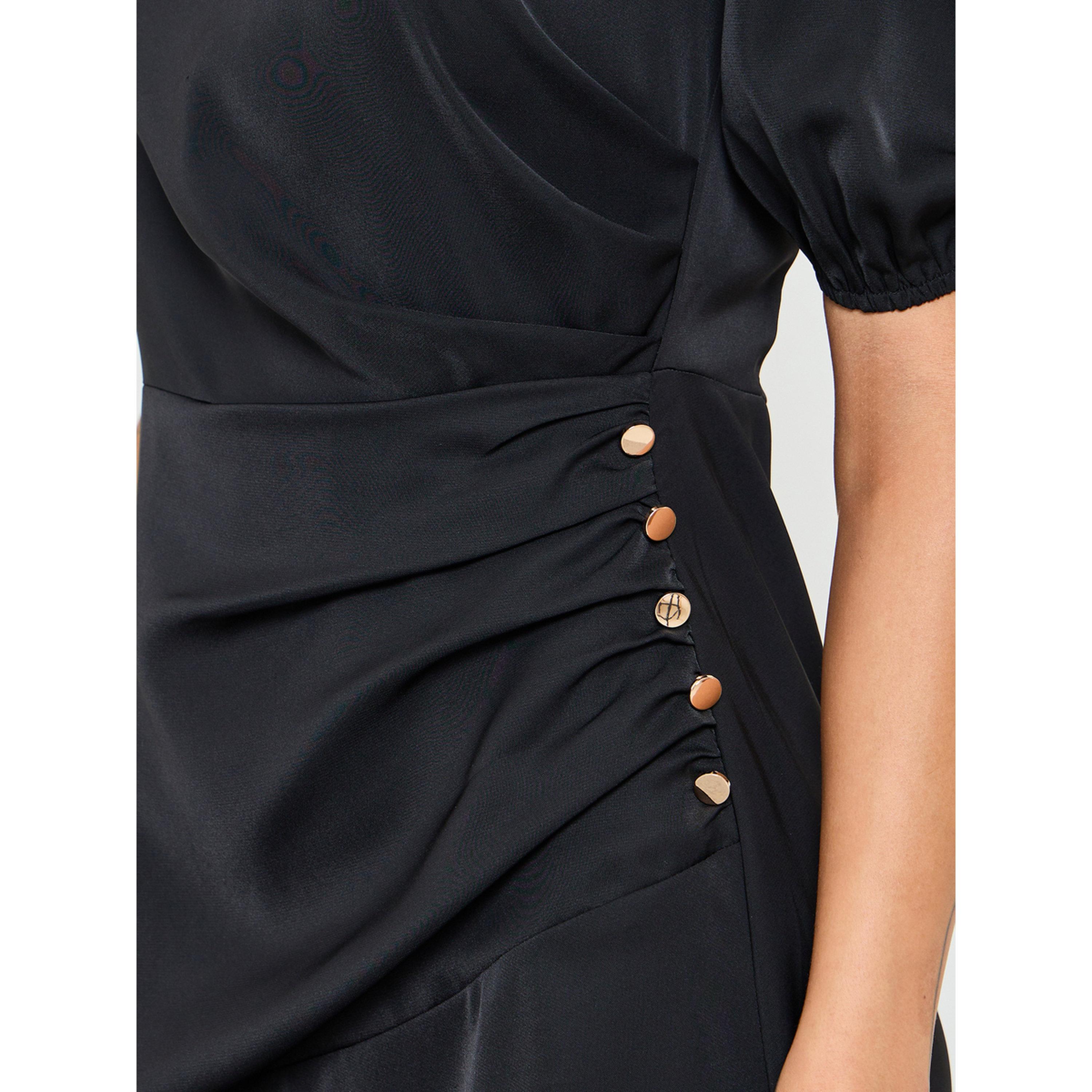 فستان ميدي بأكمام قصيرة باللون الأسود-women-clothing-dresses-image-5