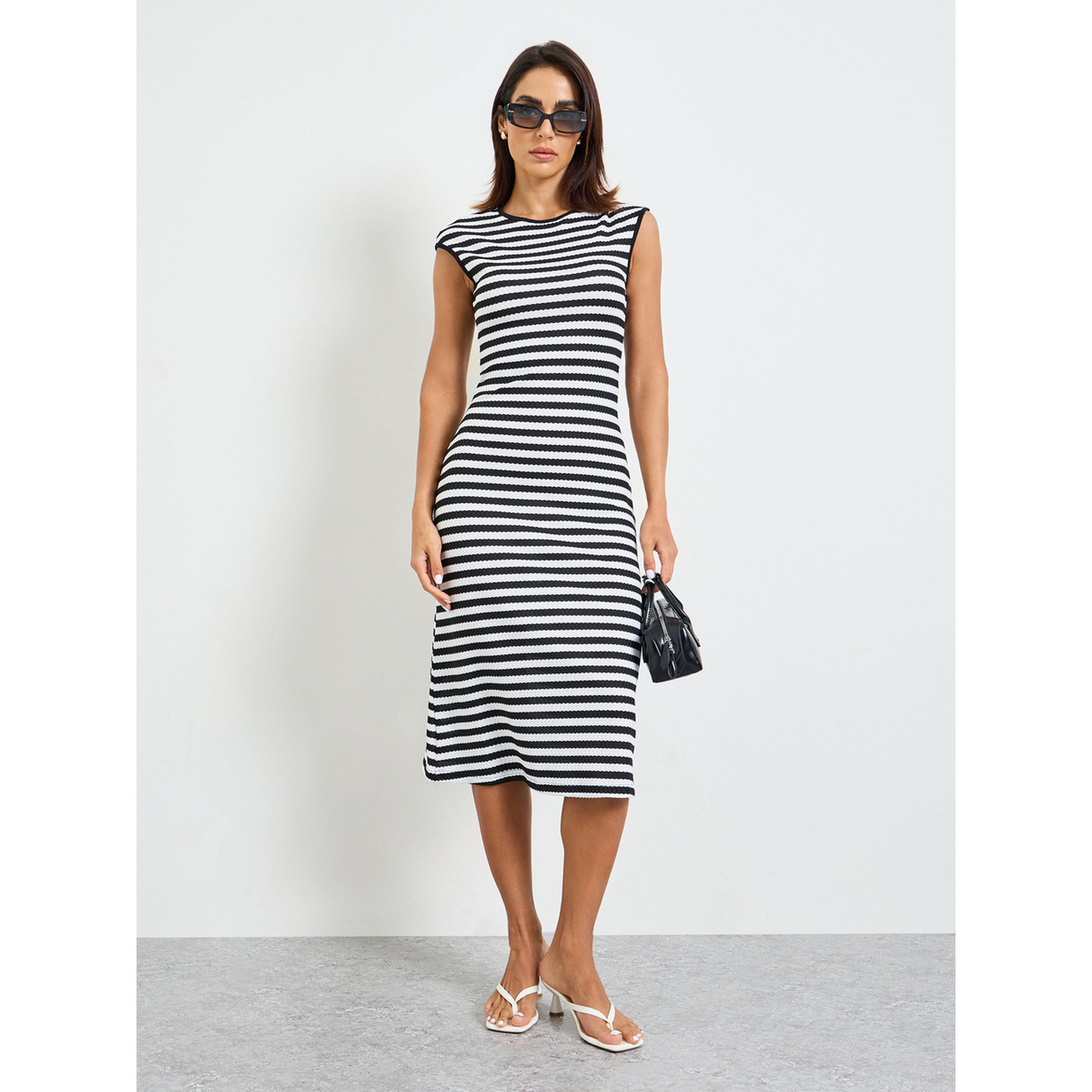 فستان ميدي ضيق بدون أكمام ومخطط-women-clothing-dresses-image-1