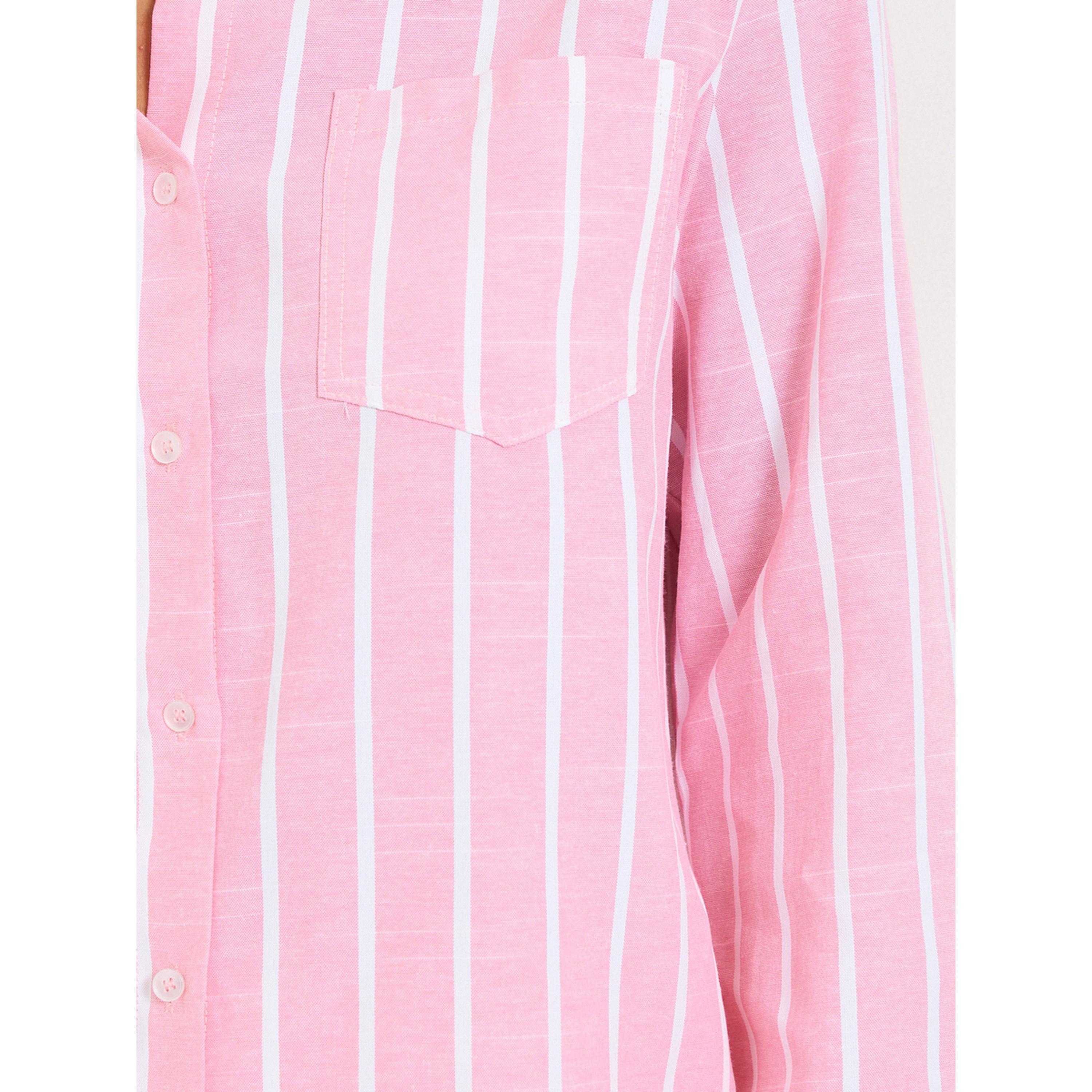 Take Two Pink Striped Long Sleeve Regular Fit Shirt-women-clothing-shirtsandblouses-shirts-image-5